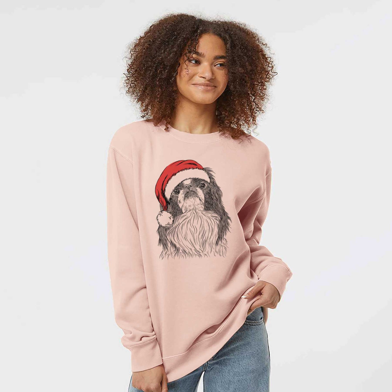 Santa Suki the Japanese Chin - Unisex Pigment Dyed Crew Sweatshirt