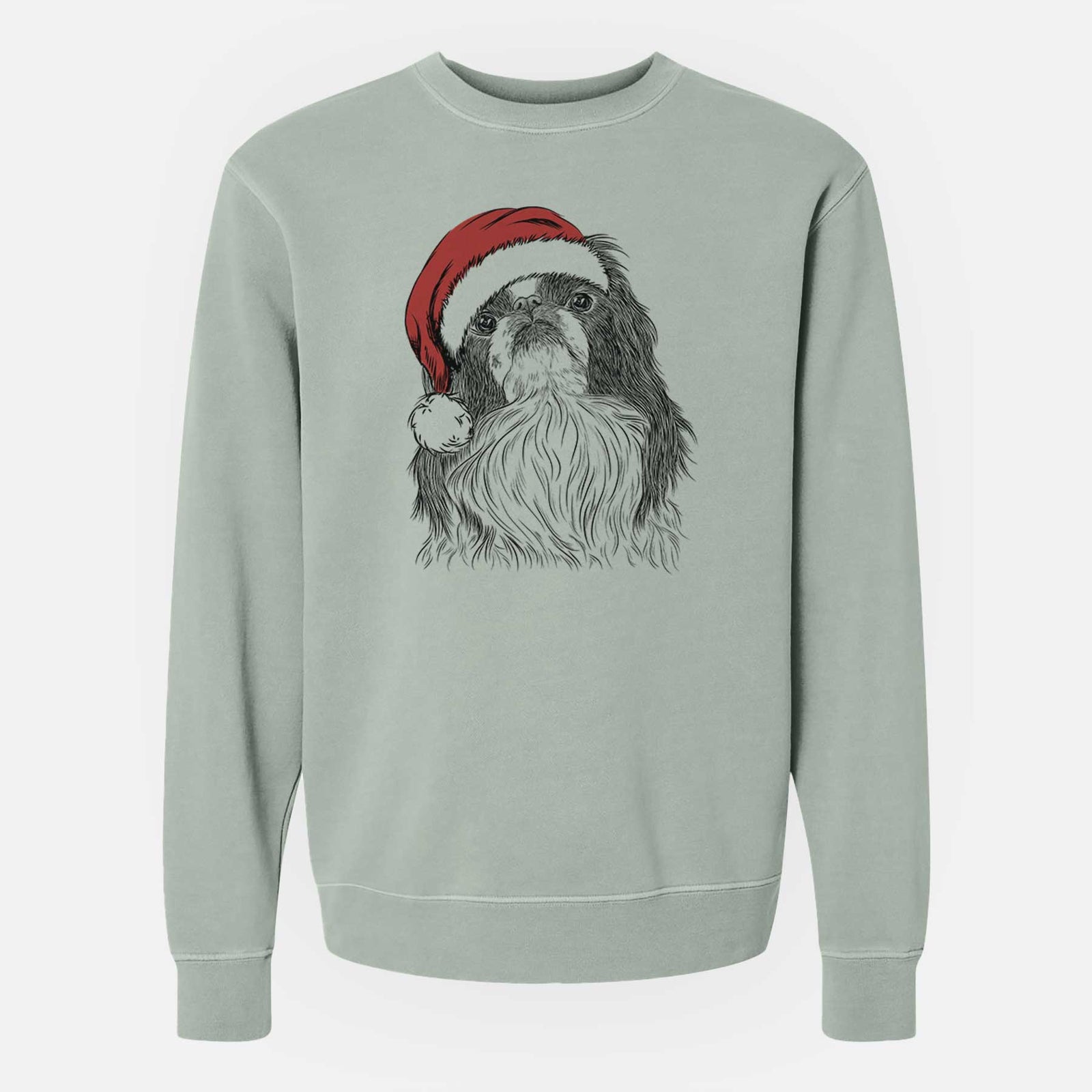 Santa Suki the Japanese Chin - Unisex Pigment Dyed Crew Sweatshirt