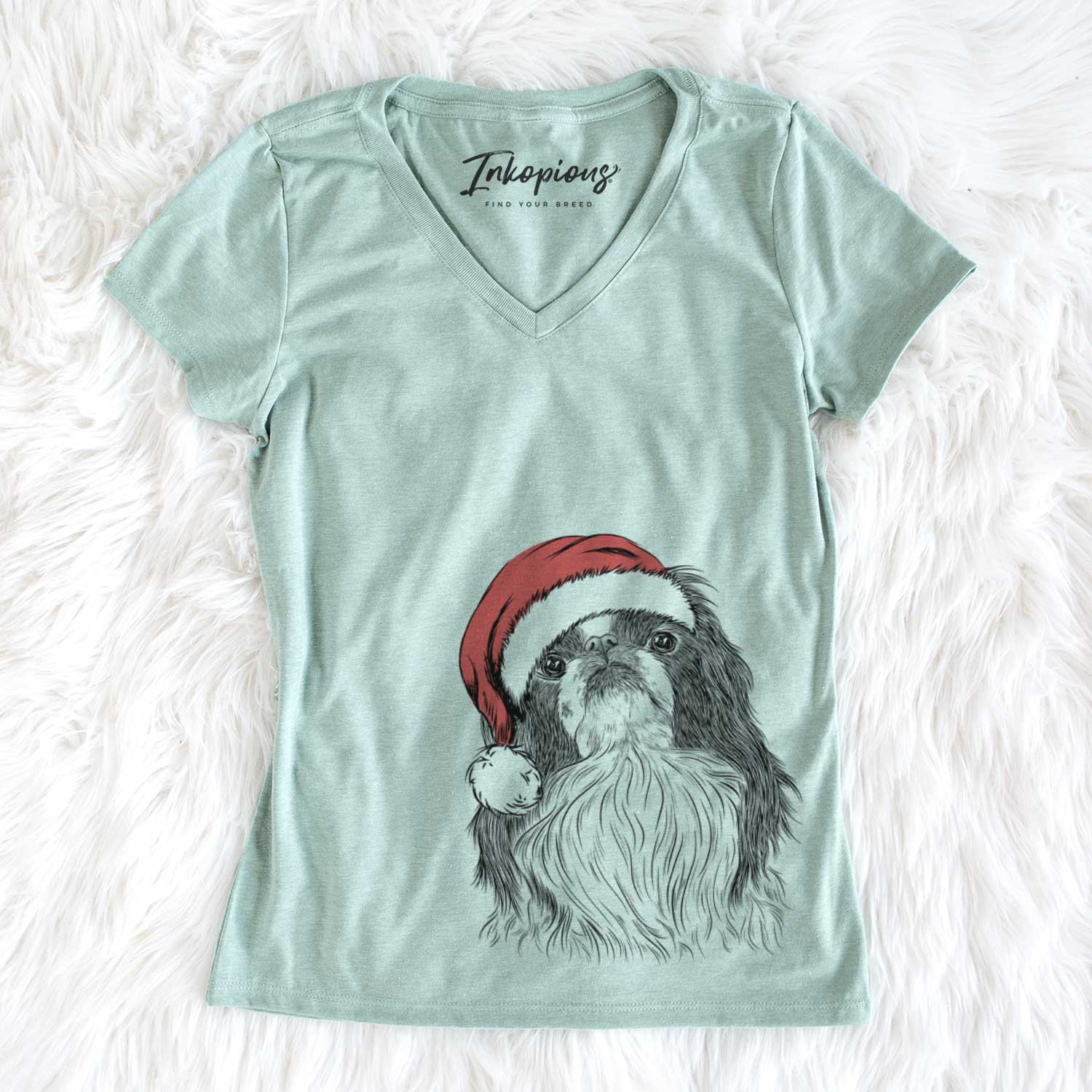 Santa Suki the Japanese Chin - Women's V-neck Shirt