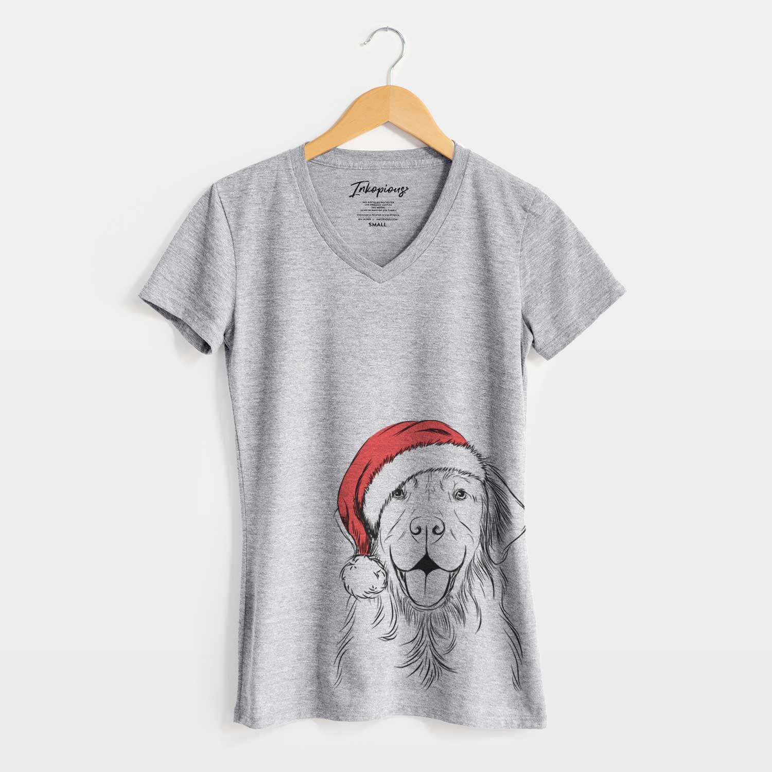 Santa Sunny the Golden Retriever - Women's V-neck Shirt