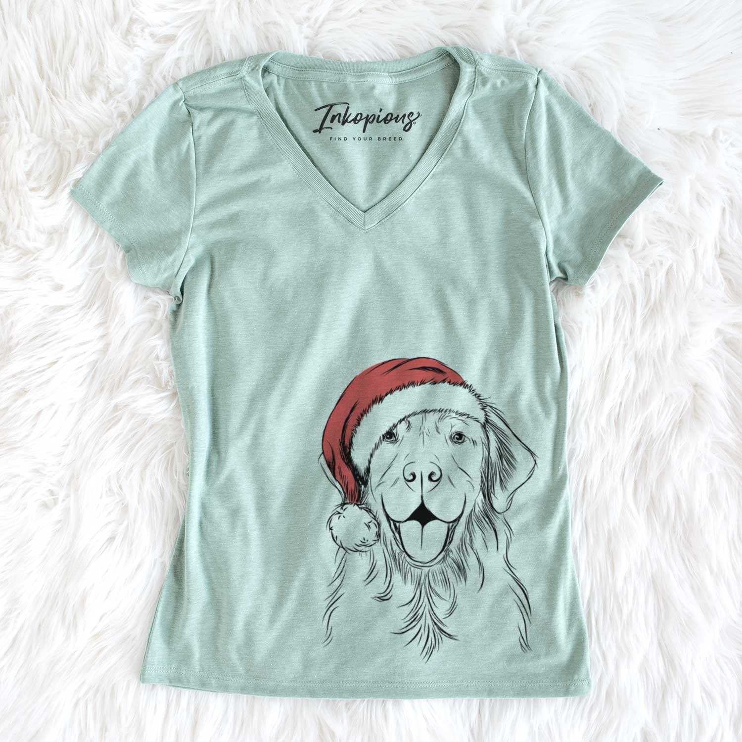 Santa Sunny the Golden Retriever - Women's V-neck Shirt