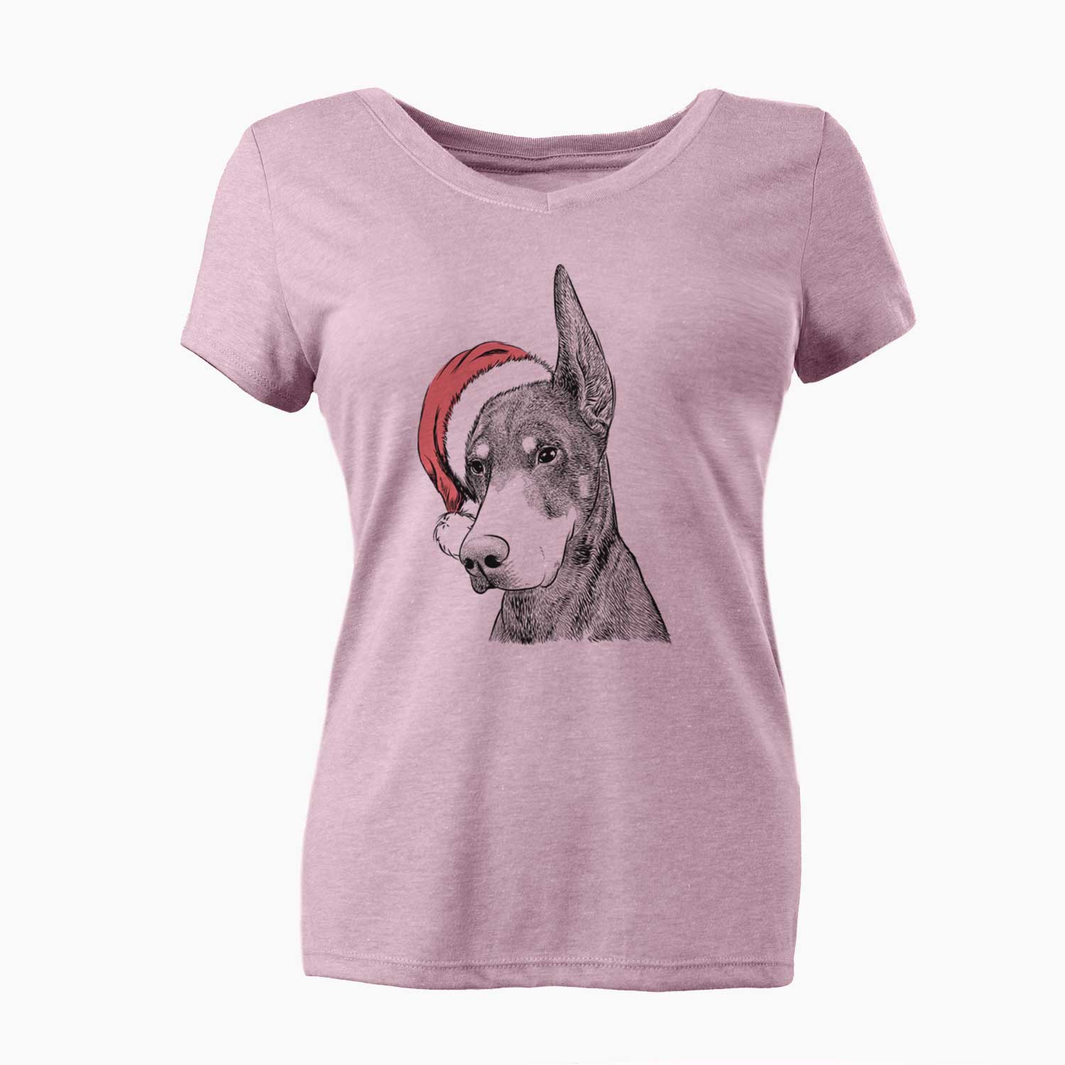 Santa Sunny the Doberman Pinscher - Women's V-neck Shirt