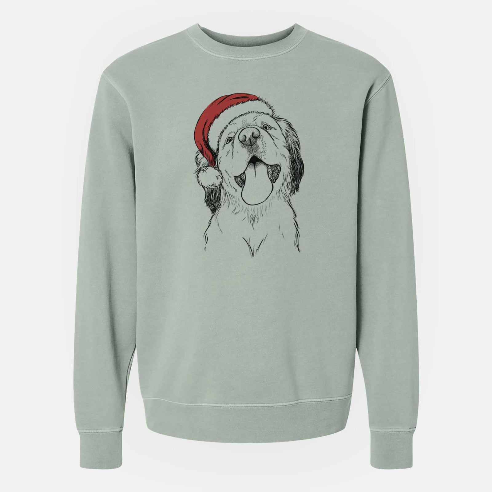 Santa Sven the Double Merle Spaniel Aussie Mix - Unisex Pigment Dyed Crew Sweatshirt