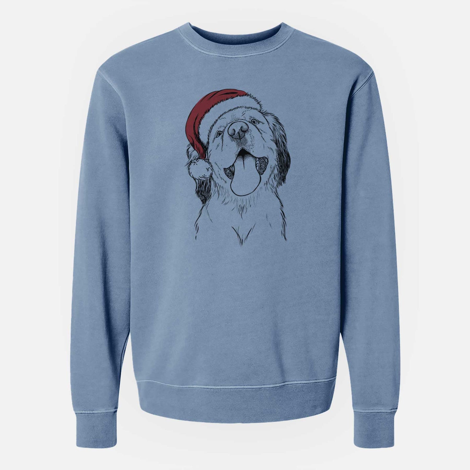 Santa Sven the Double Merle Spaniel Aussie Mix - Unisex Pigment Dyed Crew Sweatshirt