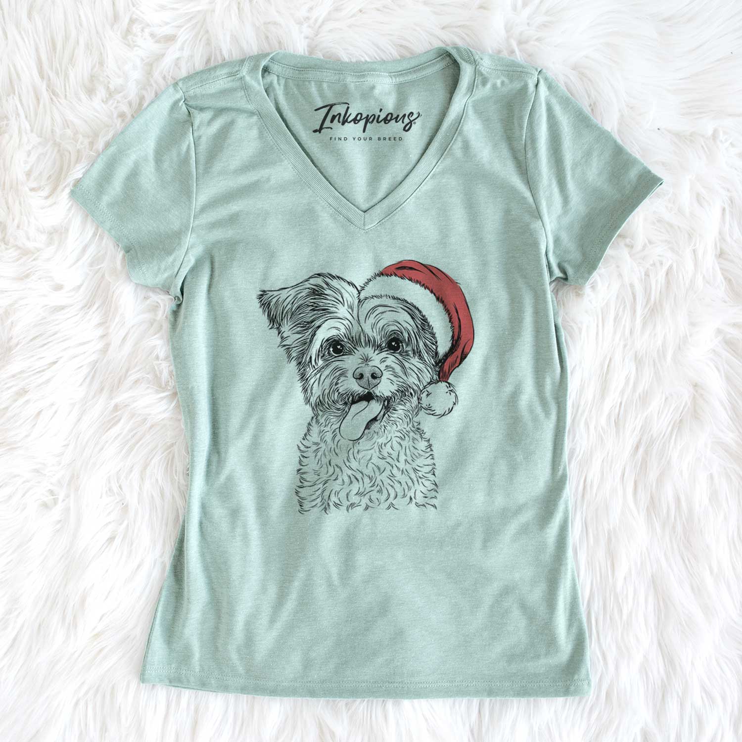 Santa Sweetie the Terrier Mix - Women's V-neck Shirt