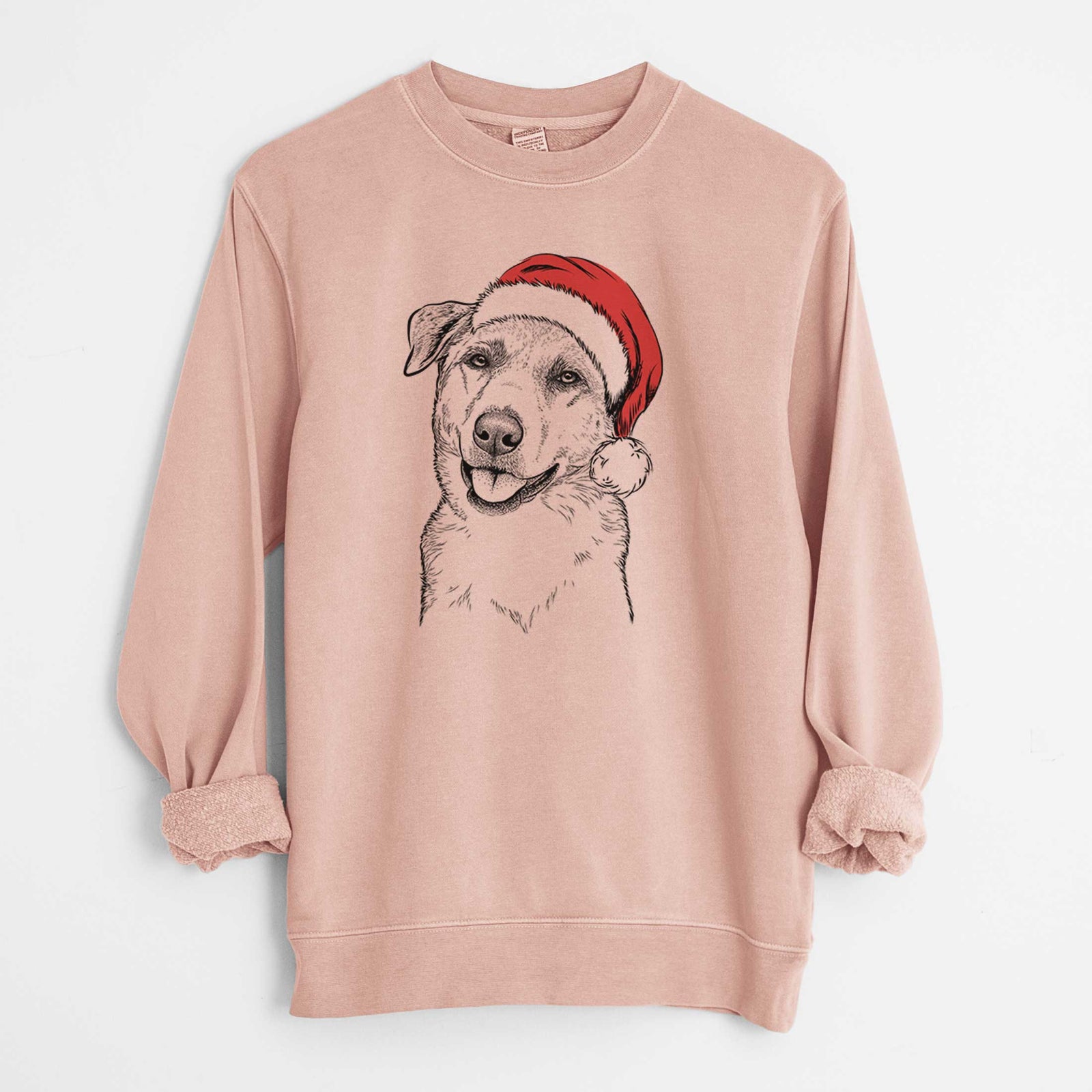 Santa Sydney the Great Pyrenees Australian Shepherd Mix - Unisex Pigment Dyed Crew Sweatshirt