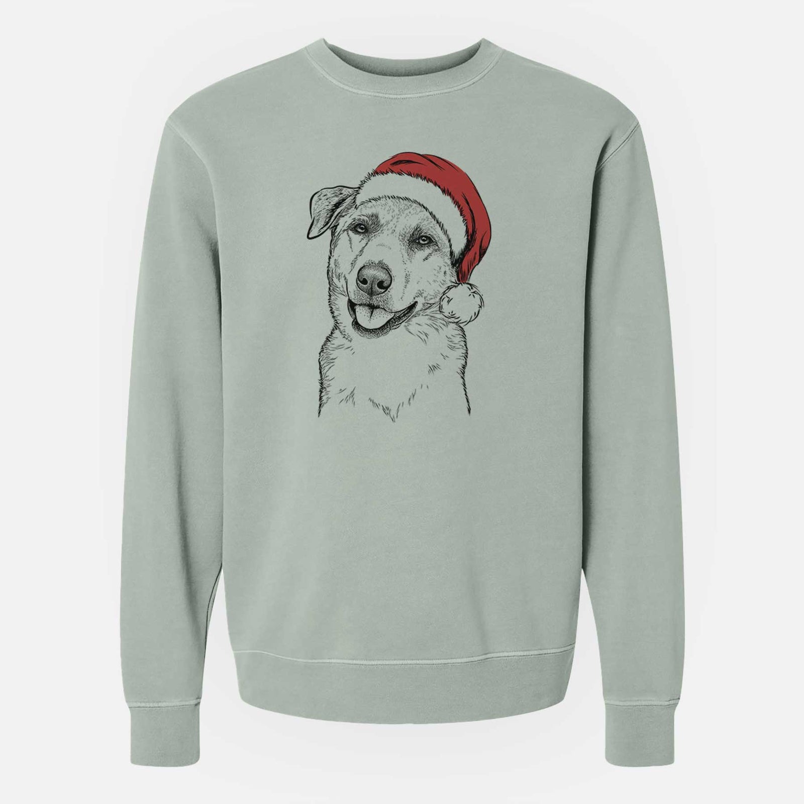 Santa Sydney the Great Pyrenees Australian Shepherd Mix - Unisex Pigment Dyed Crew Sweatshirt