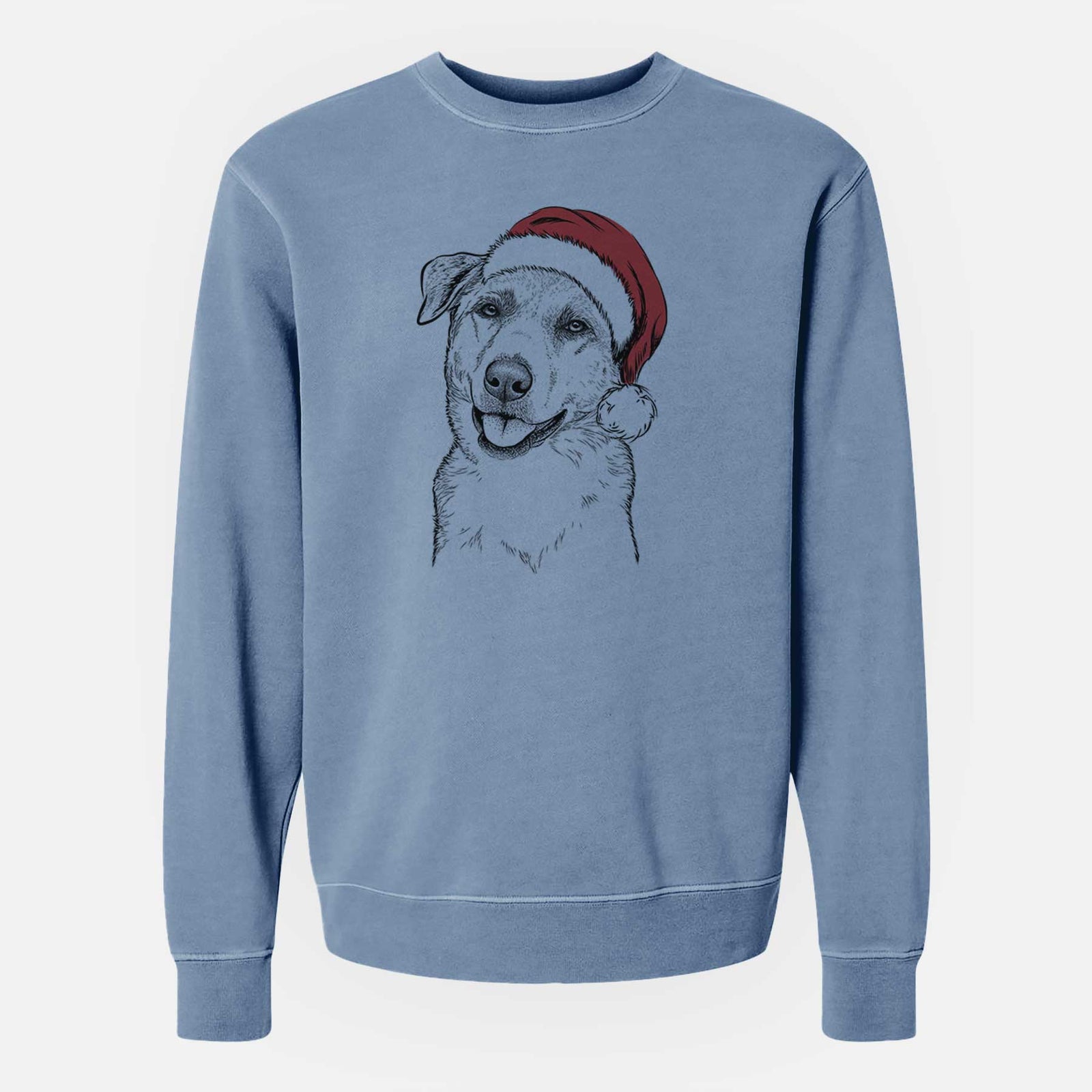 Santa Sydney the Great Pyrenees Australian Shepherd Mix - Unisex Pigment Dyed Crew Sweatshirt