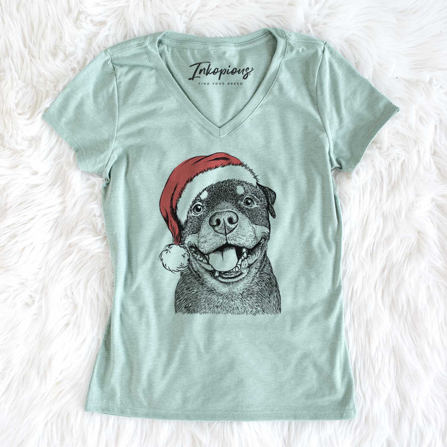 Santa Talos the Rottweiler - Women's V-neck Shirt