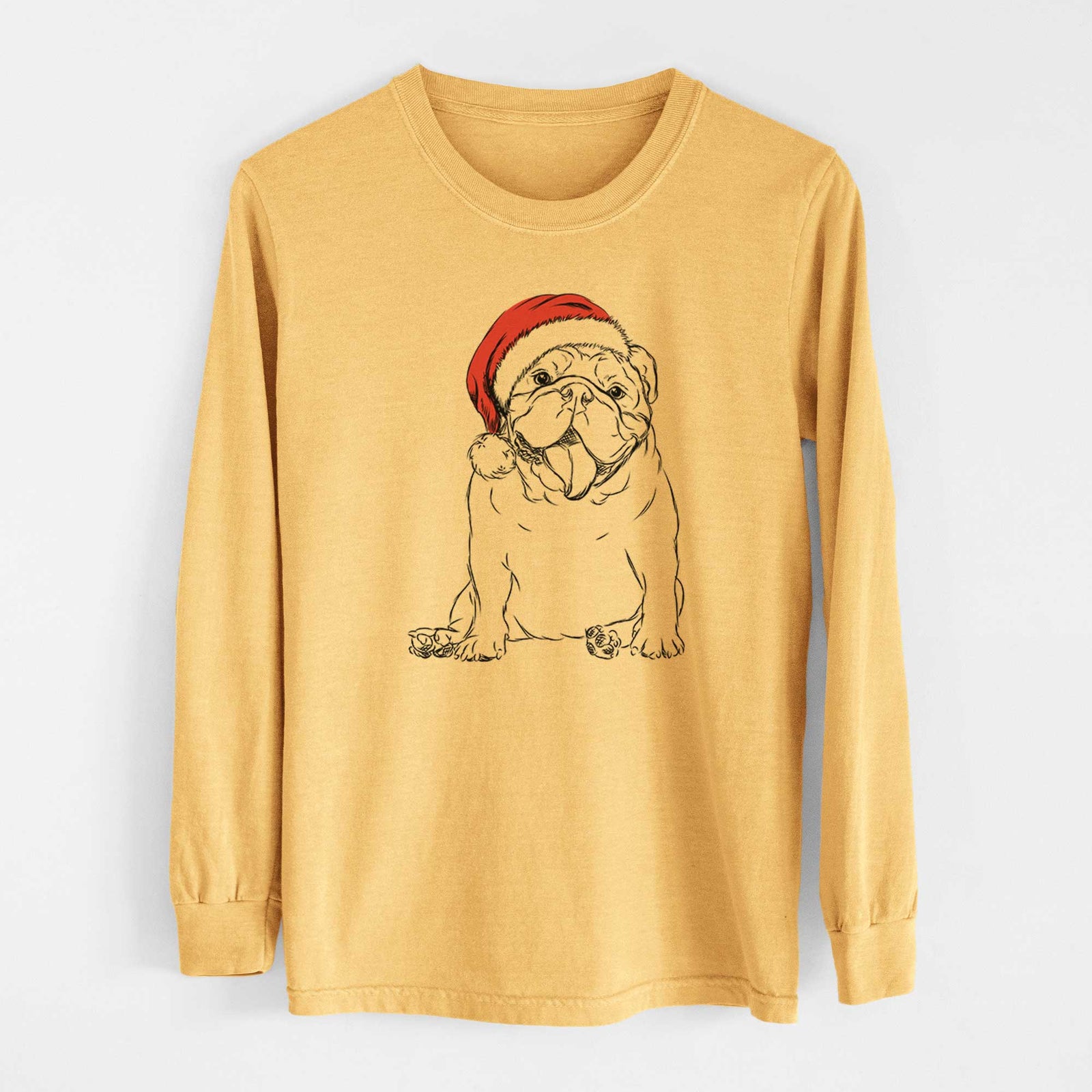 Santa Tank the English Bulldog - Heavyweight 100% Cotton Long Sleeve