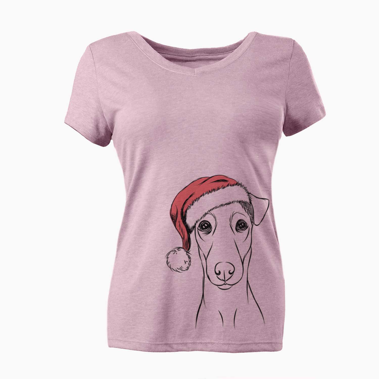 Santa Tanner the Fox Terrier - Women's V-neck Shirt
