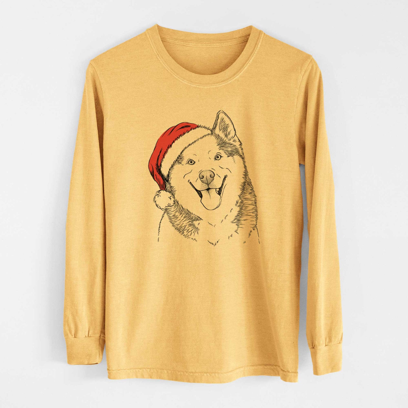 Santa Teak the Siberian Husky - Heavyweight 100% Cotton Long Sleeve