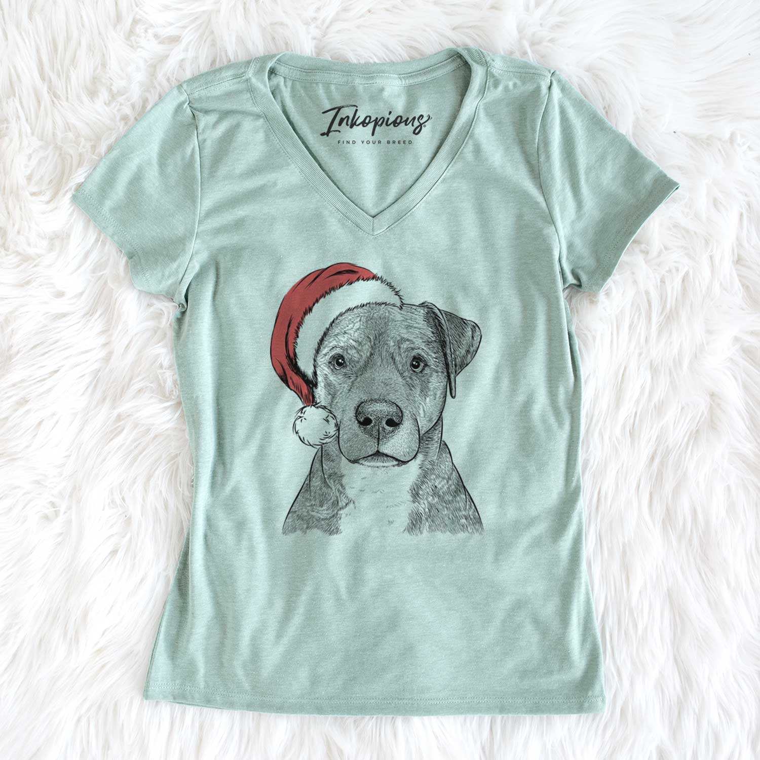 Santa TedE the Mixed Breed - Women's V-neck Shirt