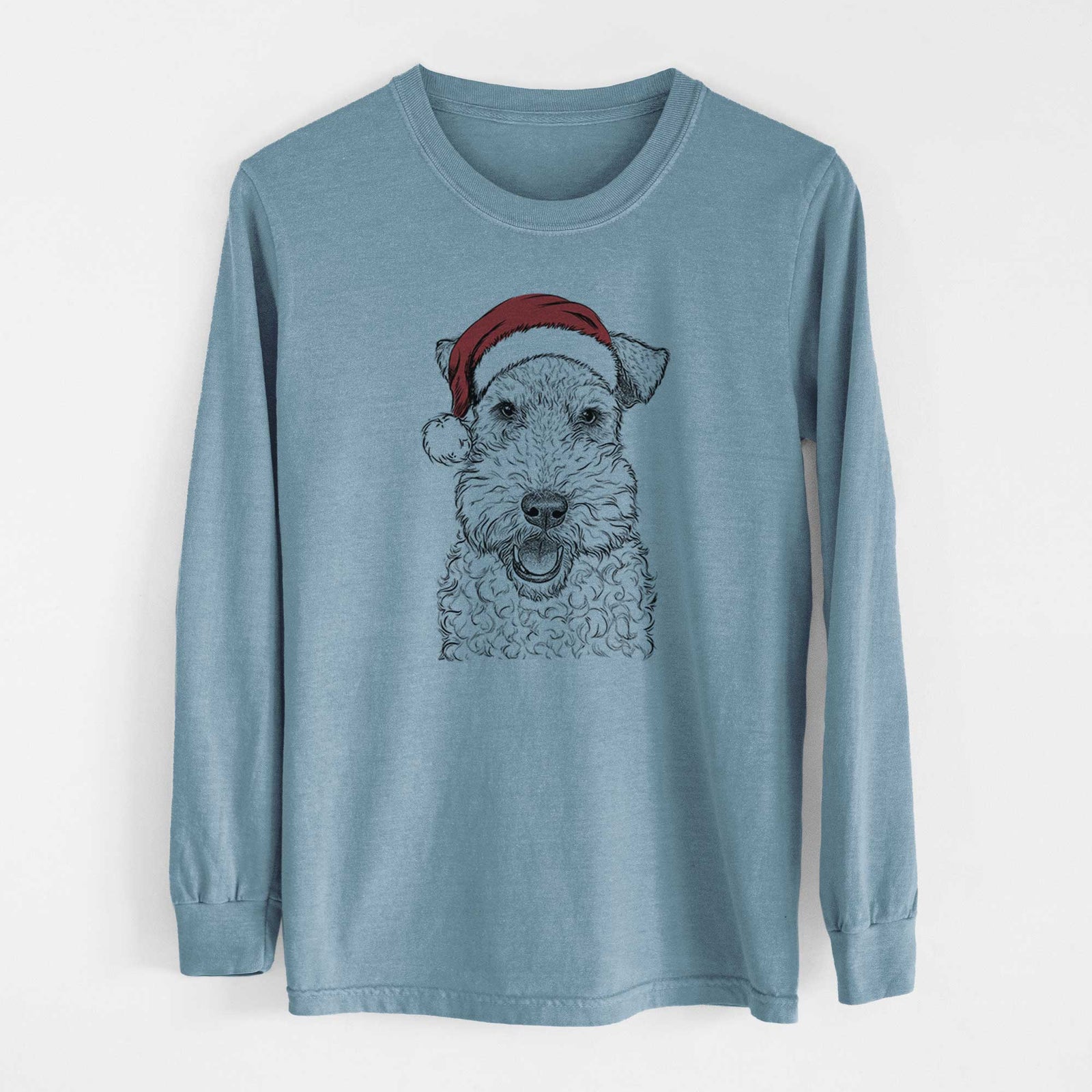 Santa Ted the Wire Fox Terrier - Heavyweight 100% Cotton Long Sleeve