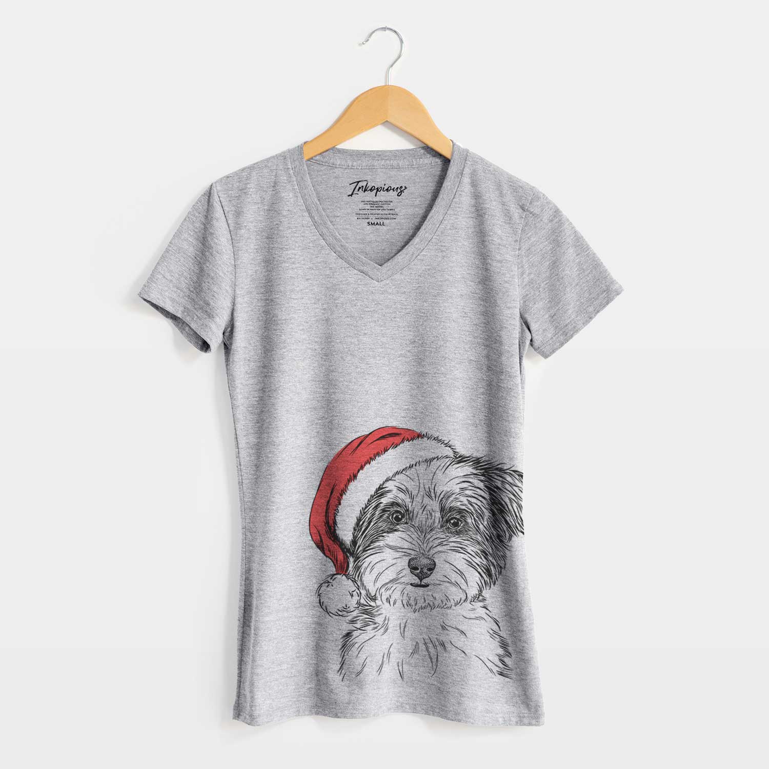 Santa Teddy the Havanese - Women's V-neck Shirt