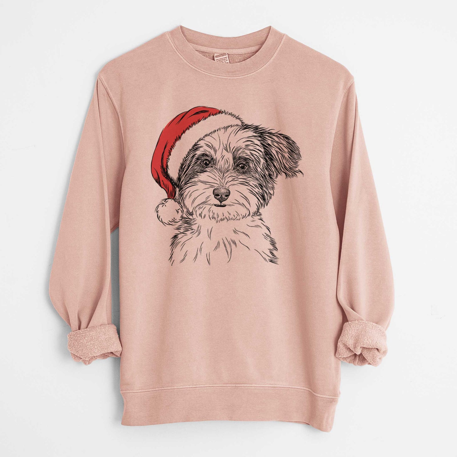 Santa Teddy the Havanese - Unisex Pigment Dyed Crew Sweatshirt