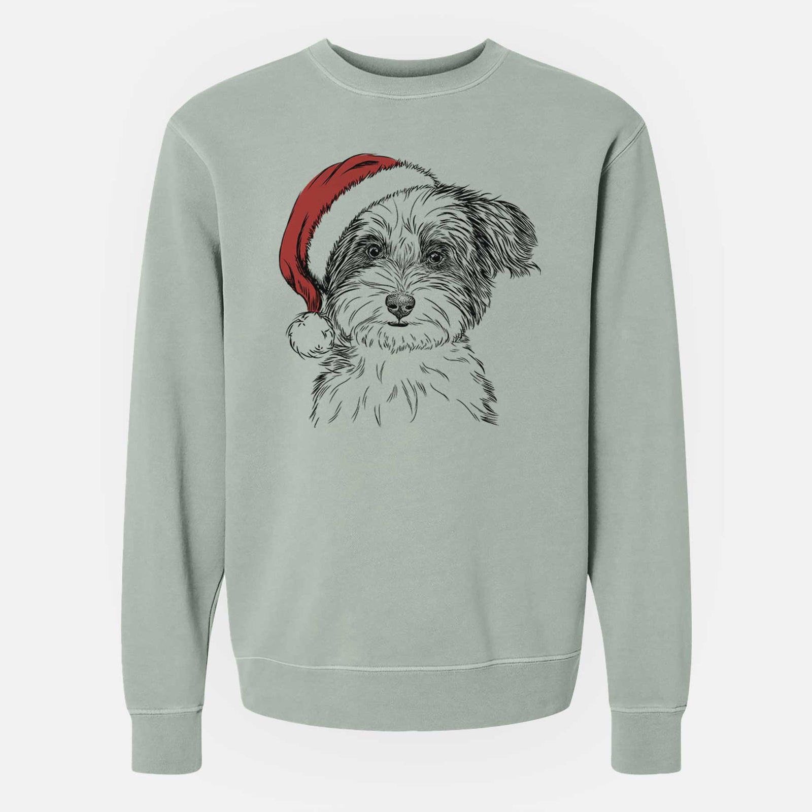 Santa Teddy the Havanese - Unisex Pigment Dyed Crew Sweatshirt