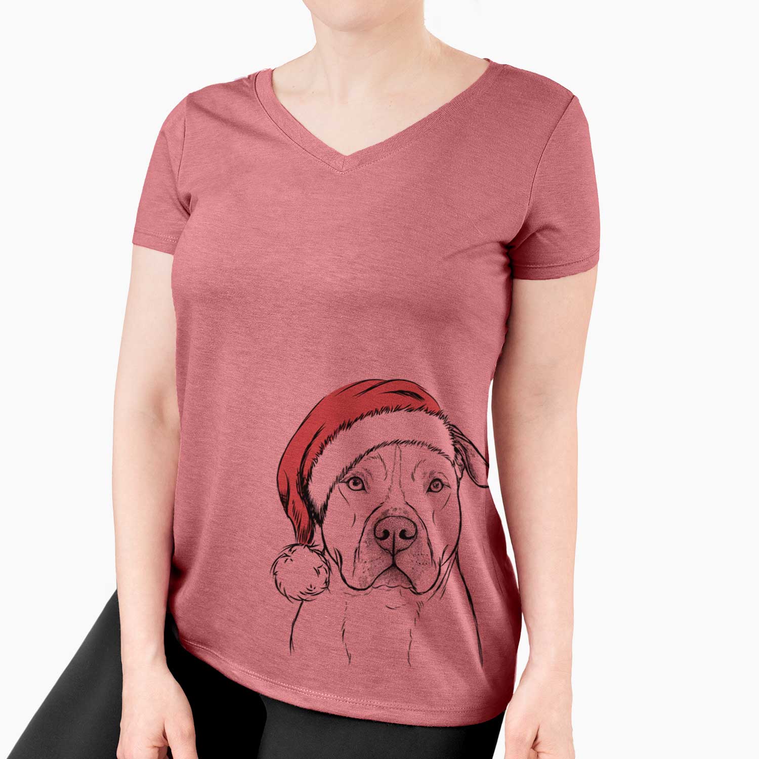 Santa Teddy Jam the Pitbull - Women's V-neck Shirt