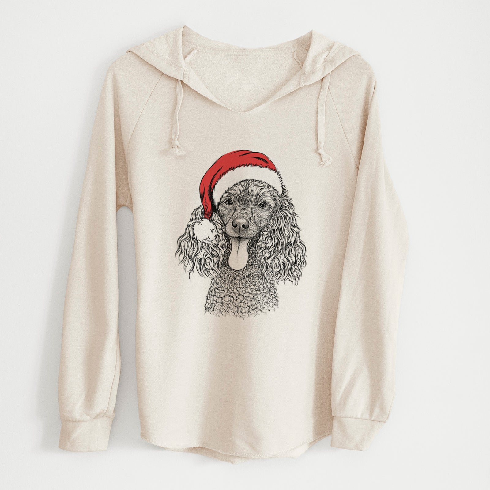 Santa Teddy the Mini Poodle - Cali Wave Hooded Sweatshirt