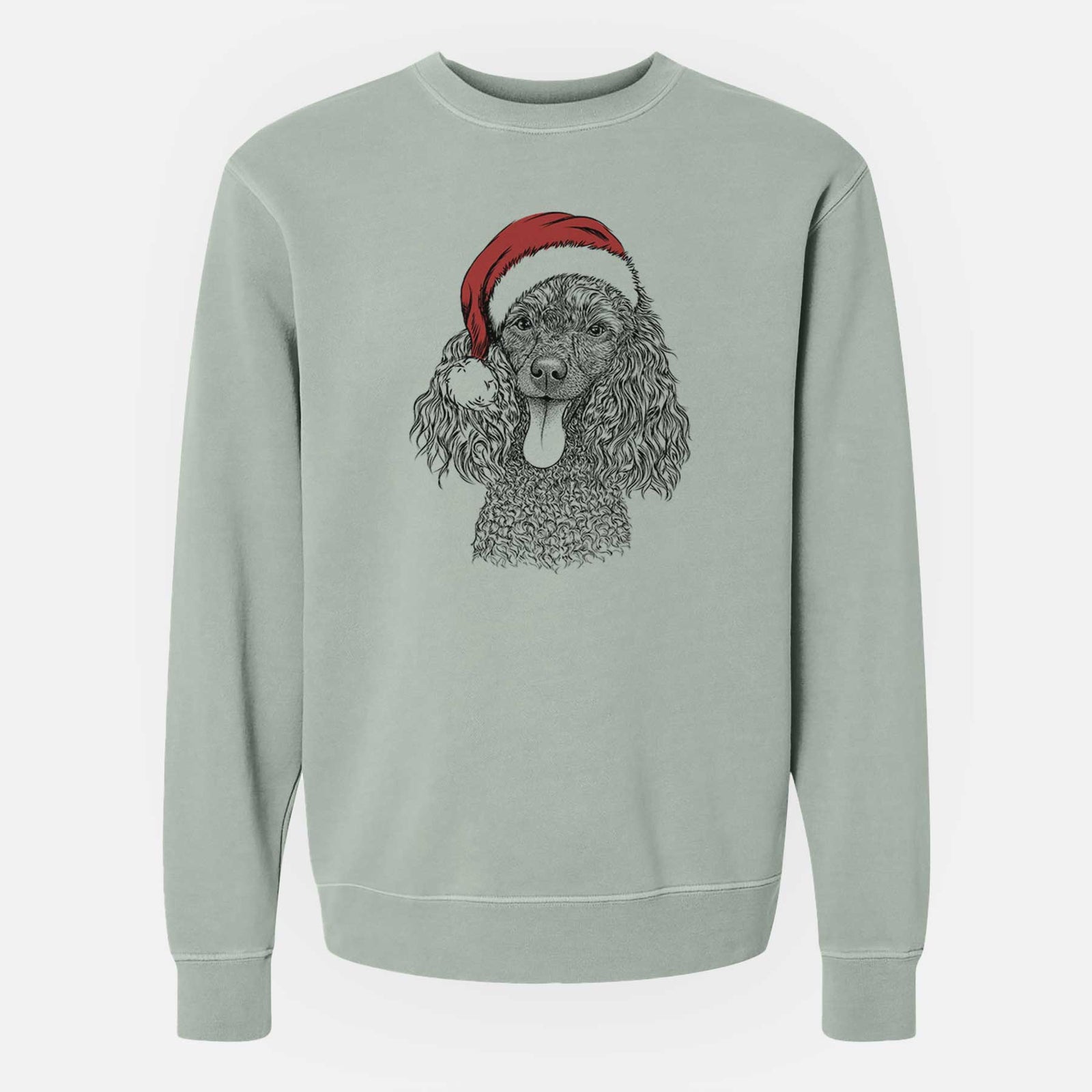 Santa Teddy the Mini Poodle - Unisex Pigment Dyed Crew Sweatshirt