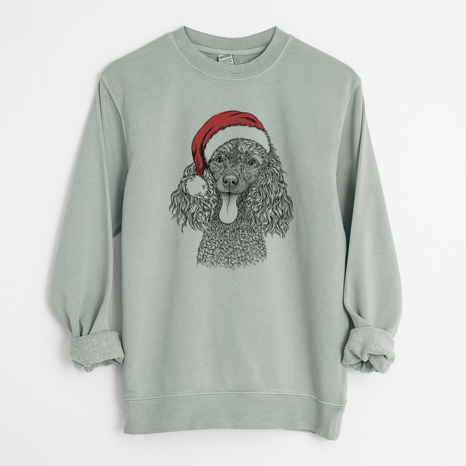 Santa Teddy the Mini Poodle - Unisex Pigment Dyed Crew Sweatshirt