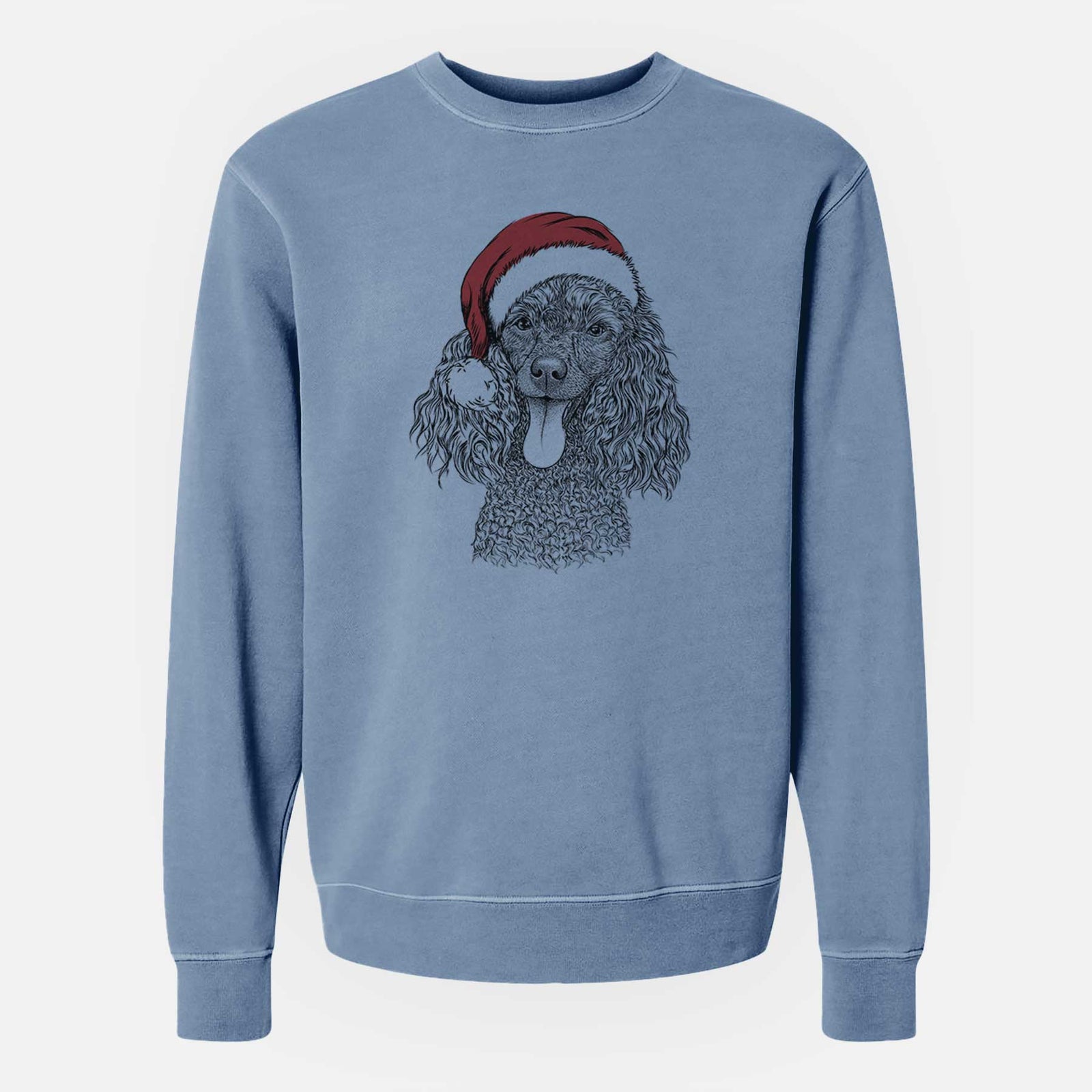 Santa Teddy the Mini Poodle - Unisex Pigment Dyed Crew Sweatshirt