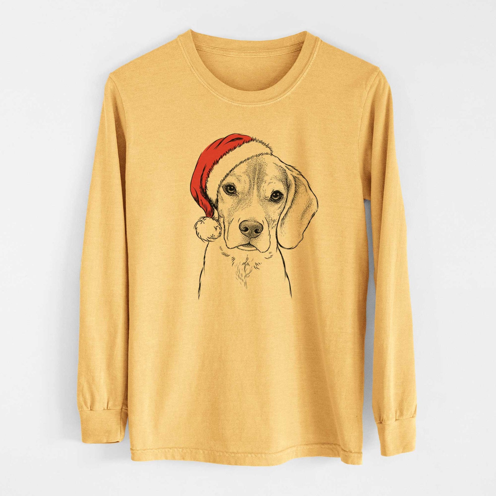 Santa Thea the Beagle - Heavyweight 100% Cotton Long Sleeve