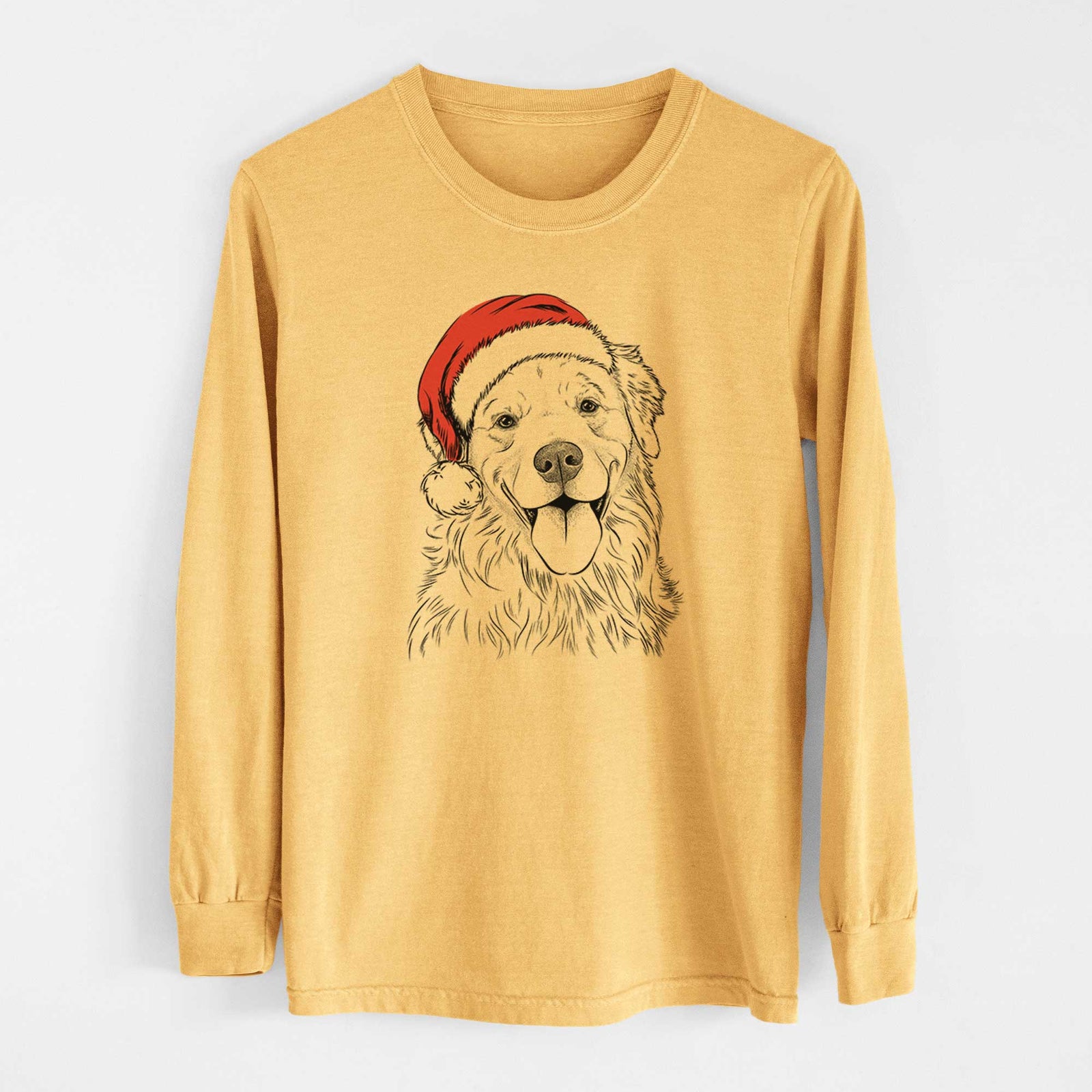 Santa Ticket the Golden Retriever - Heavyweight 100% Cotton Long Sleeve