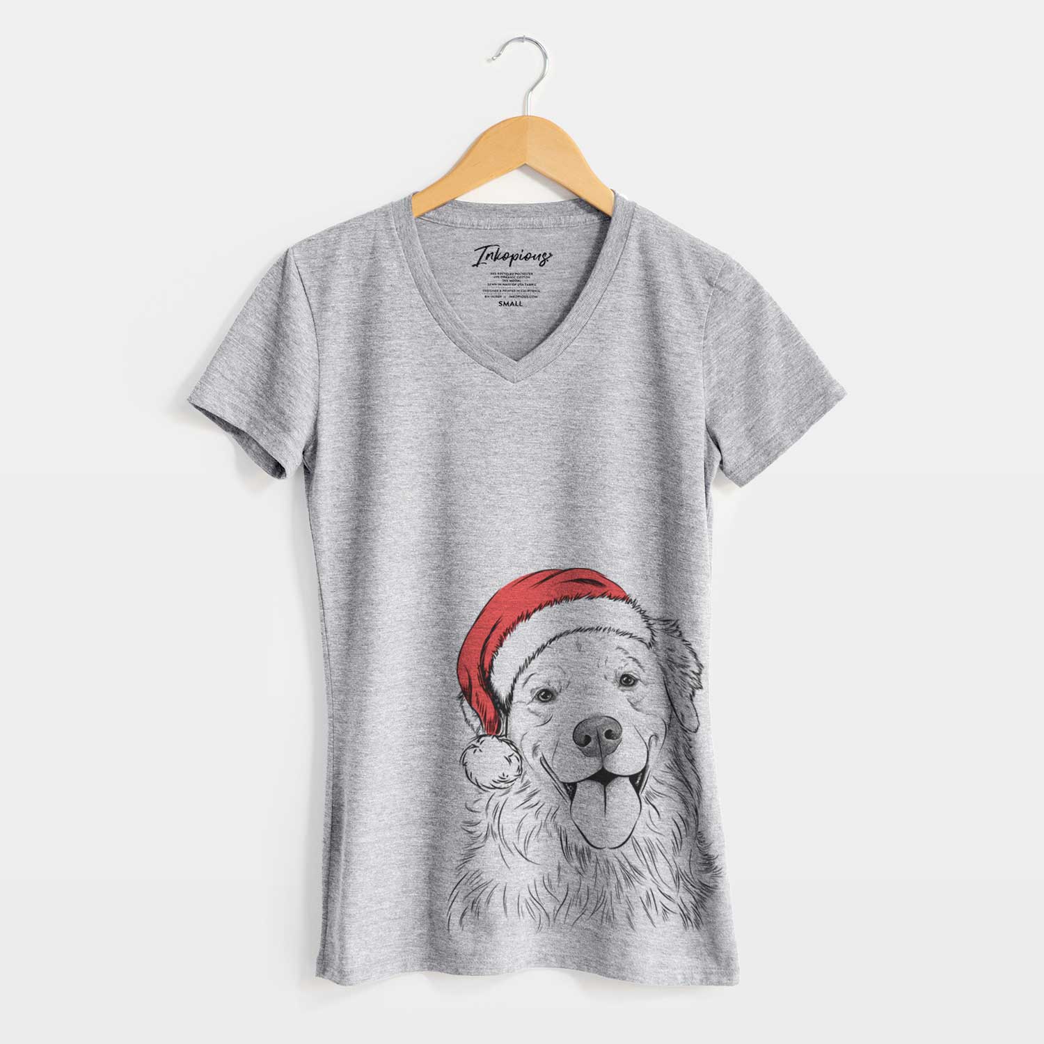 Santa Ticket the Golden Retriever - Women's V-neck Shirt