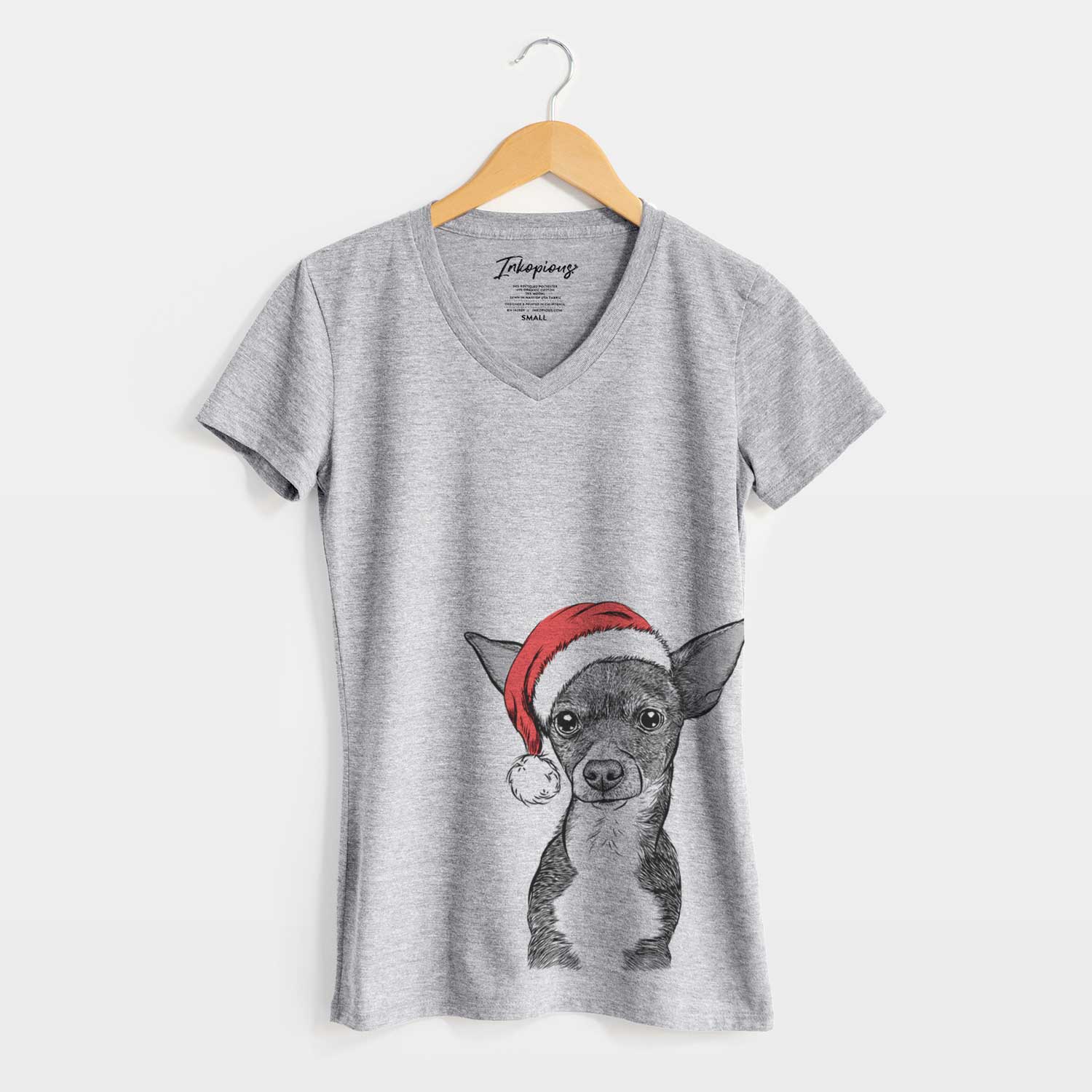 Santa Tiny Archie the Mixed Breed - Women's V-neck Shirt