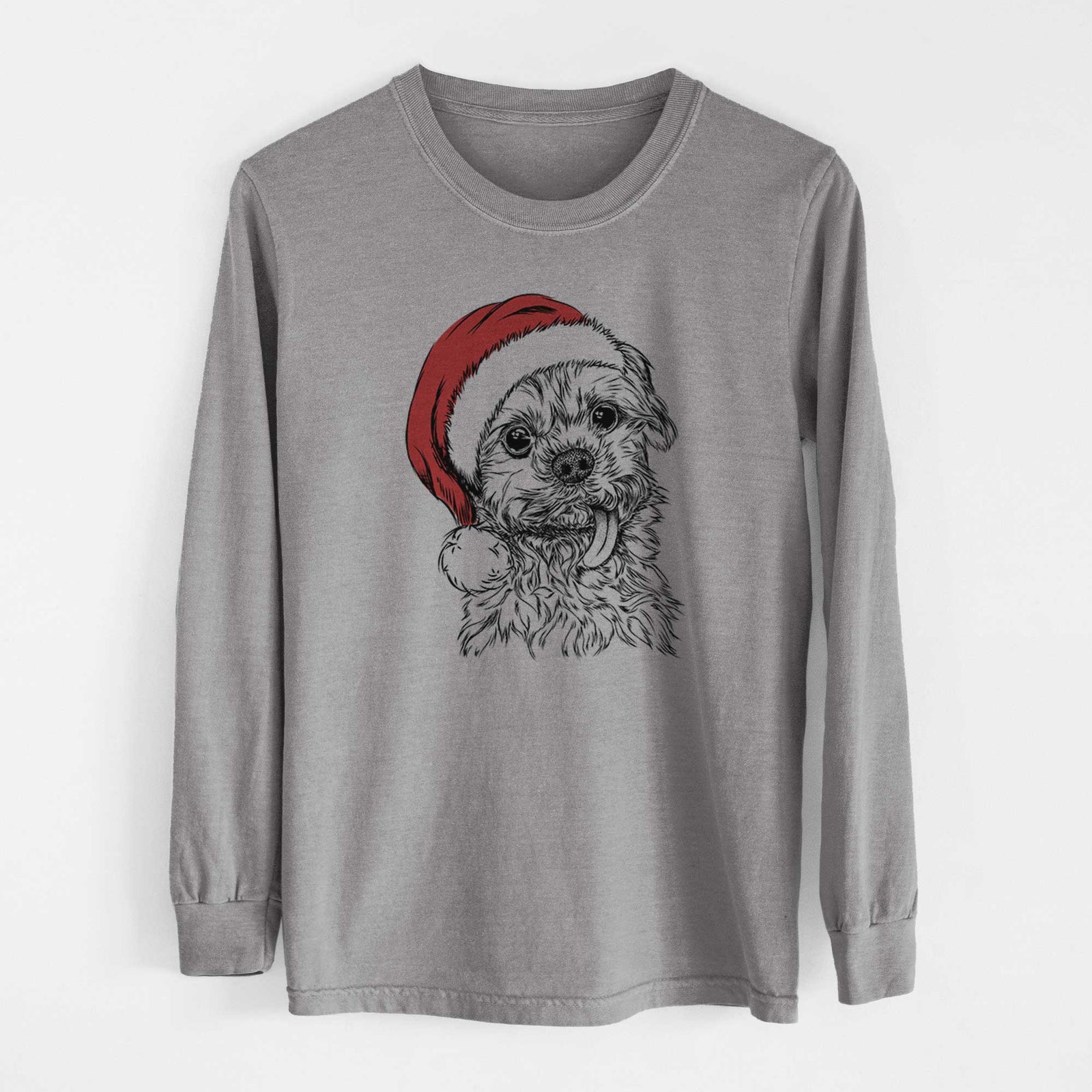 Santa Tiny Titan the Shih Tzu - Heavyweight 100% Cotton Long Sleeve