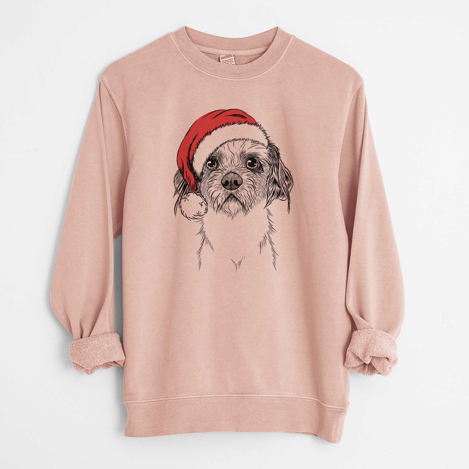 Santa Tiny Tucker the Mixed Breed - Unisex Pigment Dyed Crew Sweatshirt