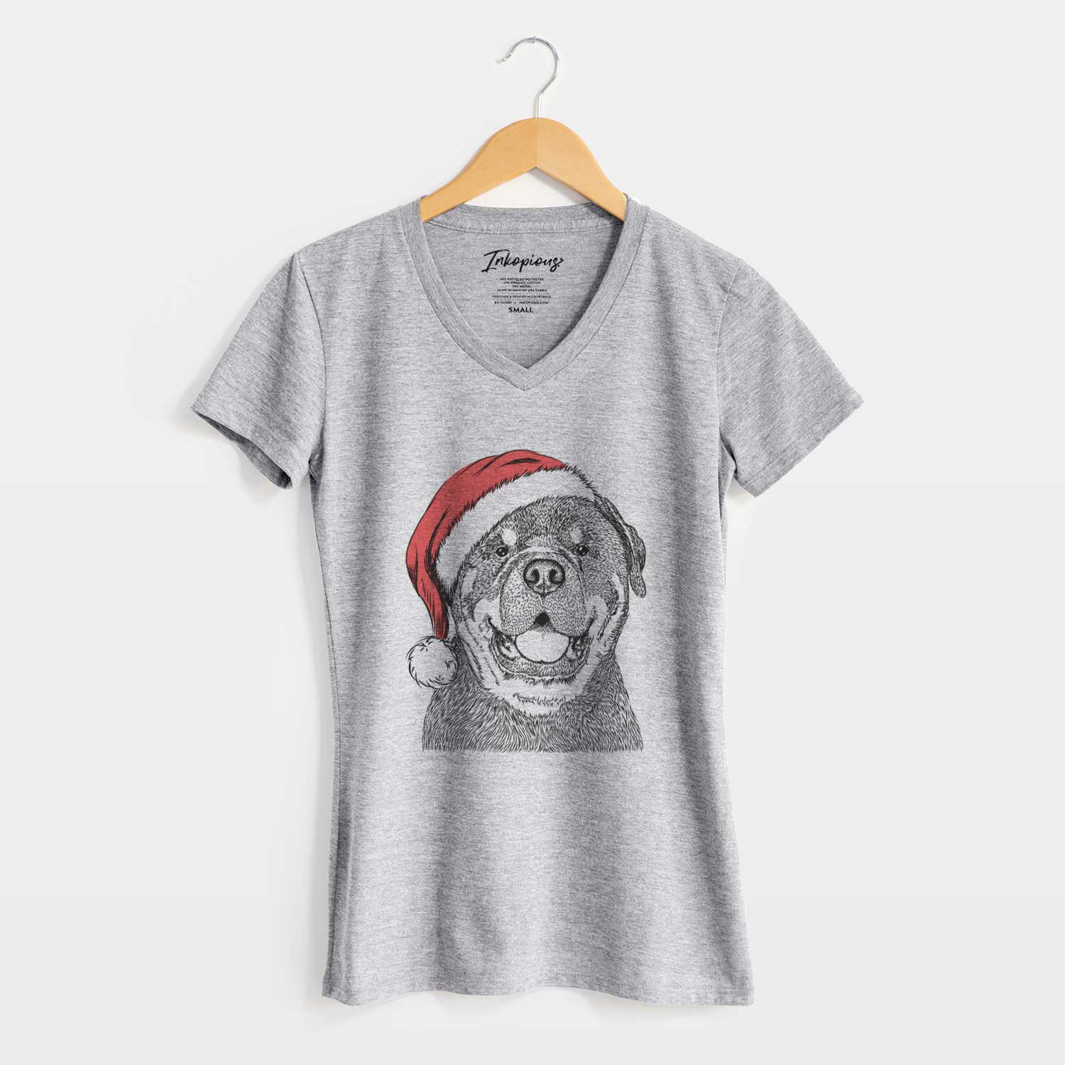 Santa Titan the Rottweiler - Women's V-neck Shirt