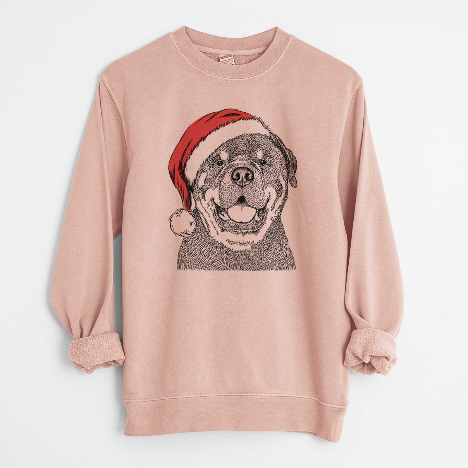 Santa Titan the Rottweiler - Unisex Pigment Dyed Crew Sweatshirt