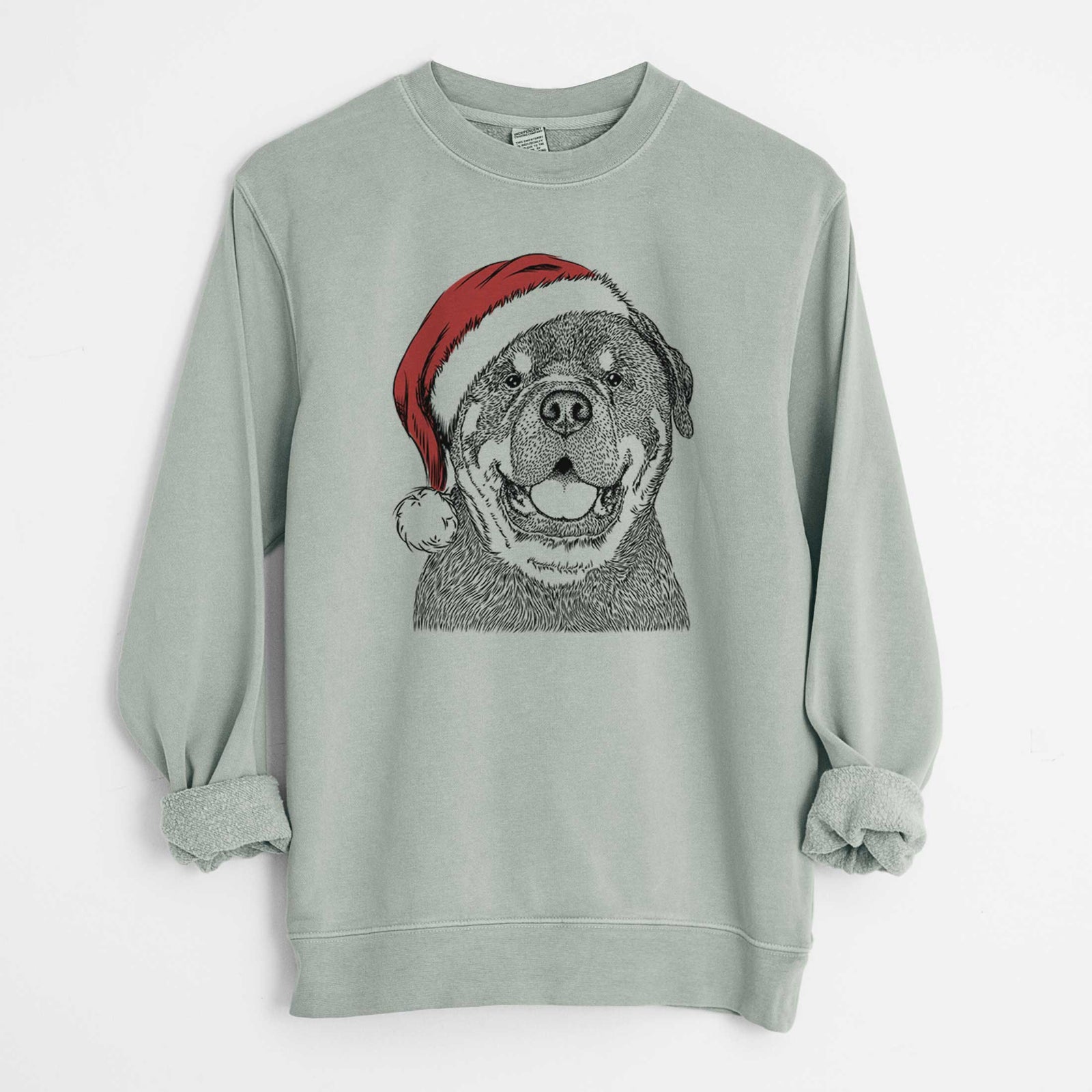 Santa Titan the Rottweiler - Unisex Pigment Dyed Crew Sweatshirt