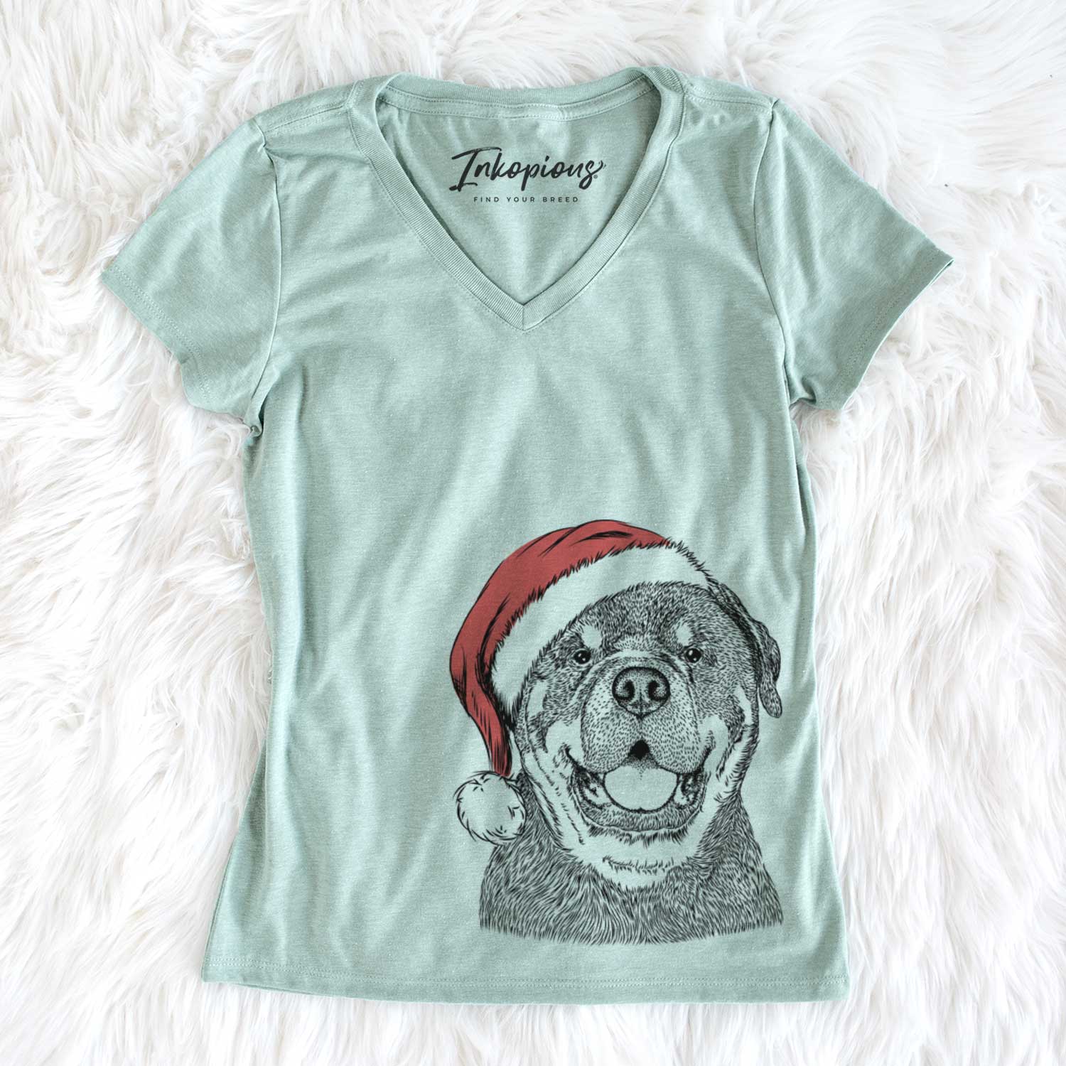 Santa Titan the Rottweiler - Women's V-neck Shirt