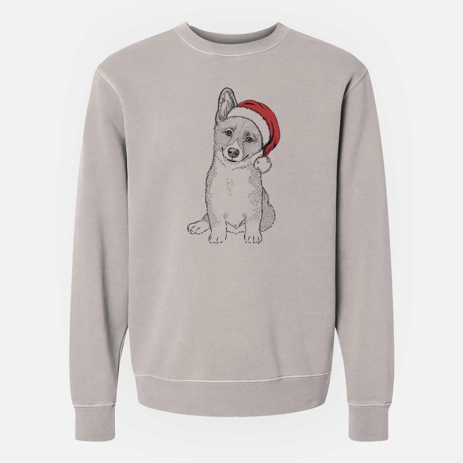 Santa Toby the Corgi Puppy - Unisex Pigment Dyed Crew Sweatshirt