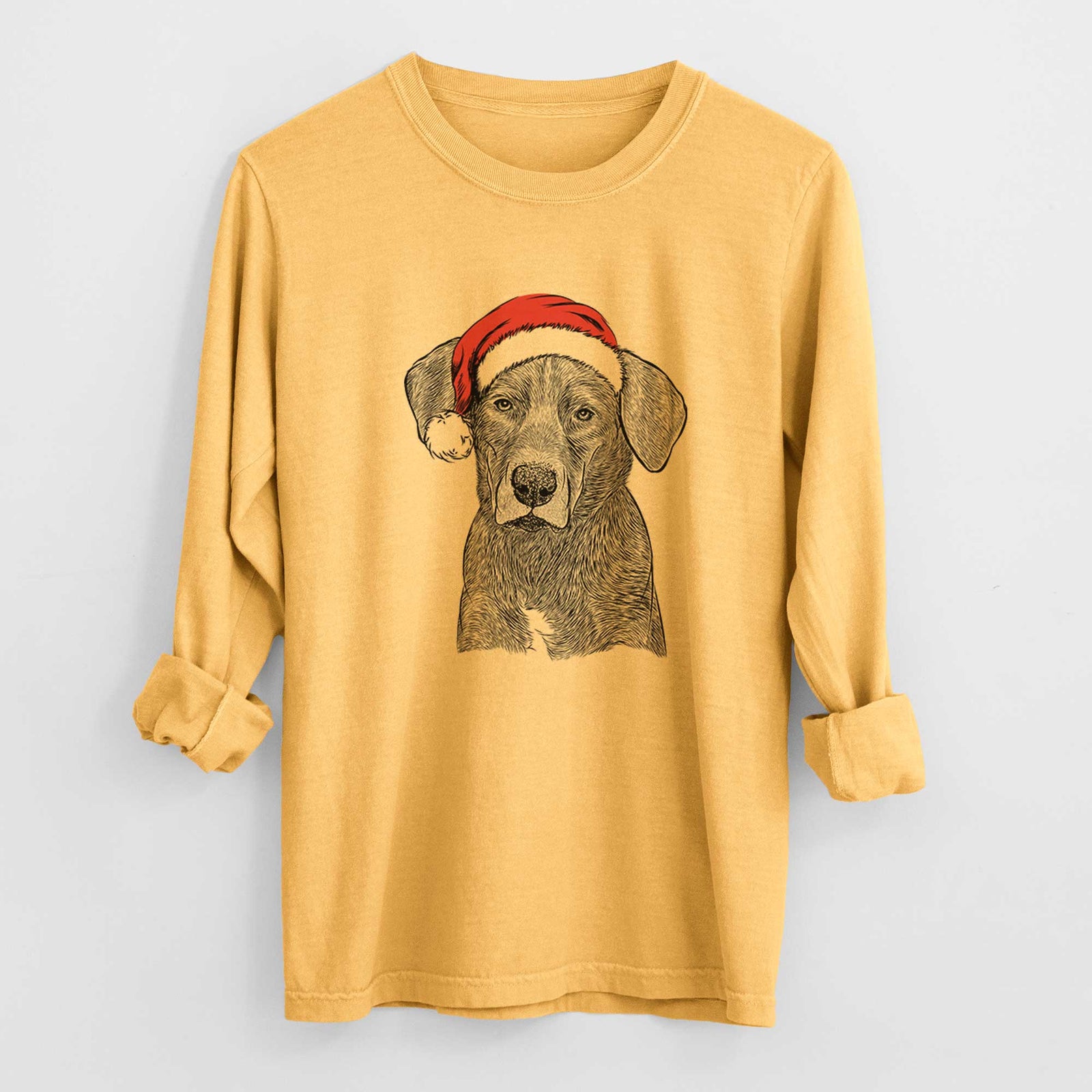 Santa Tom the Lab Dane Mix - Heavyweight 100% Cotton Long Sleeve