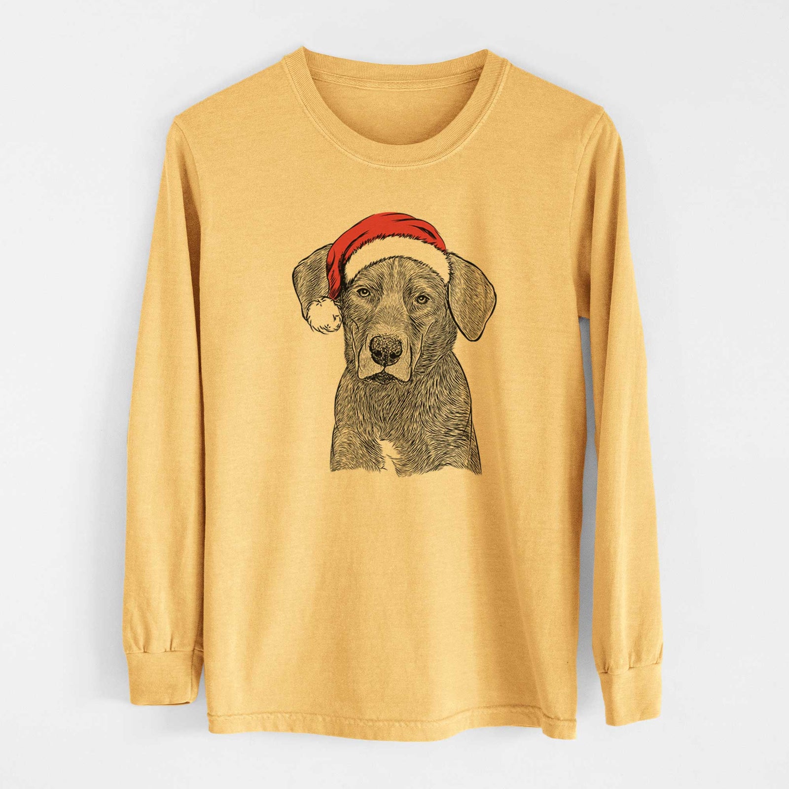 Santa Tom the Lab Dane Mix - Heavyweight 100% Cotton Long Sleeve