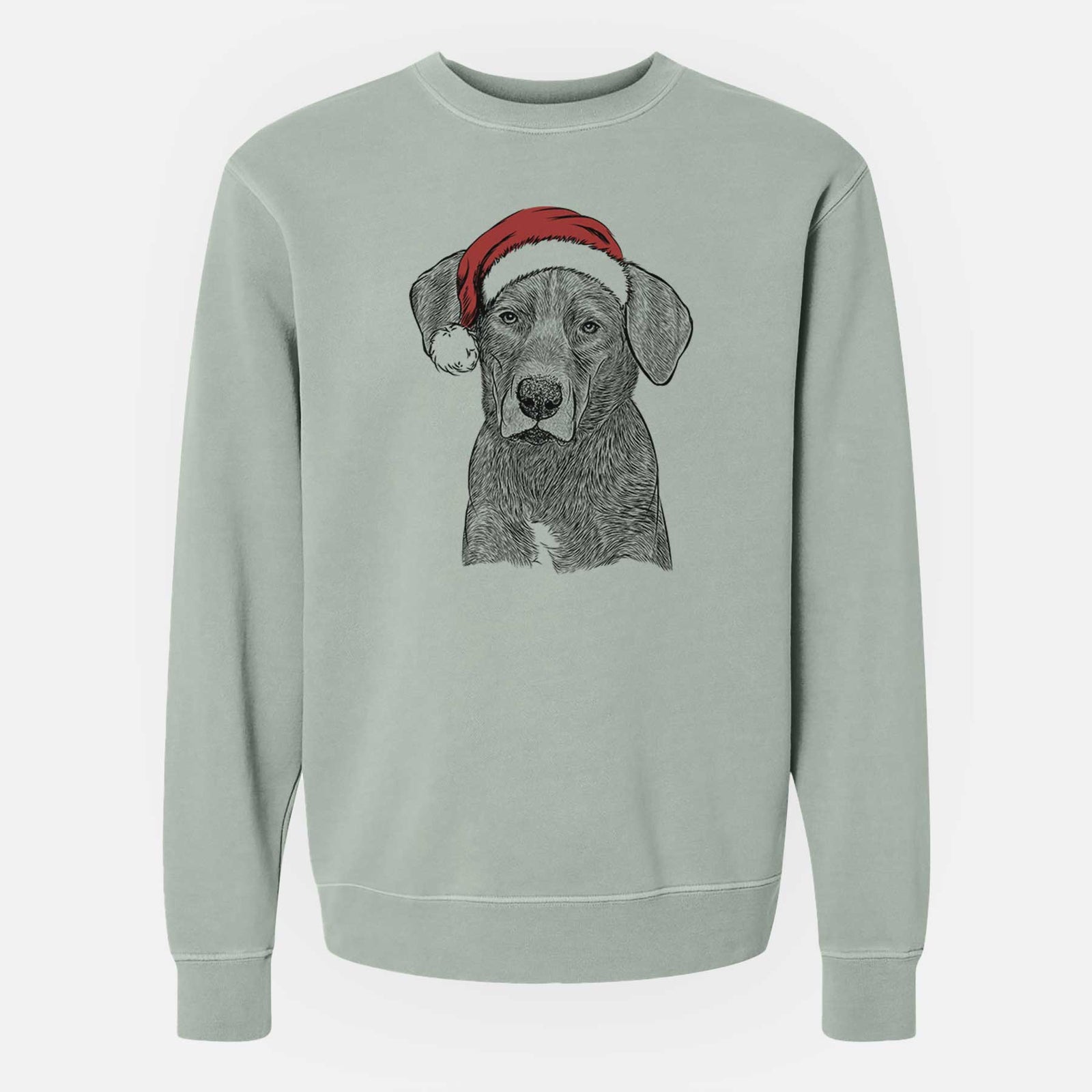Santa Tom the Lab Dane Mix - Unisex Pigment Dyed Crew Sweatshirt