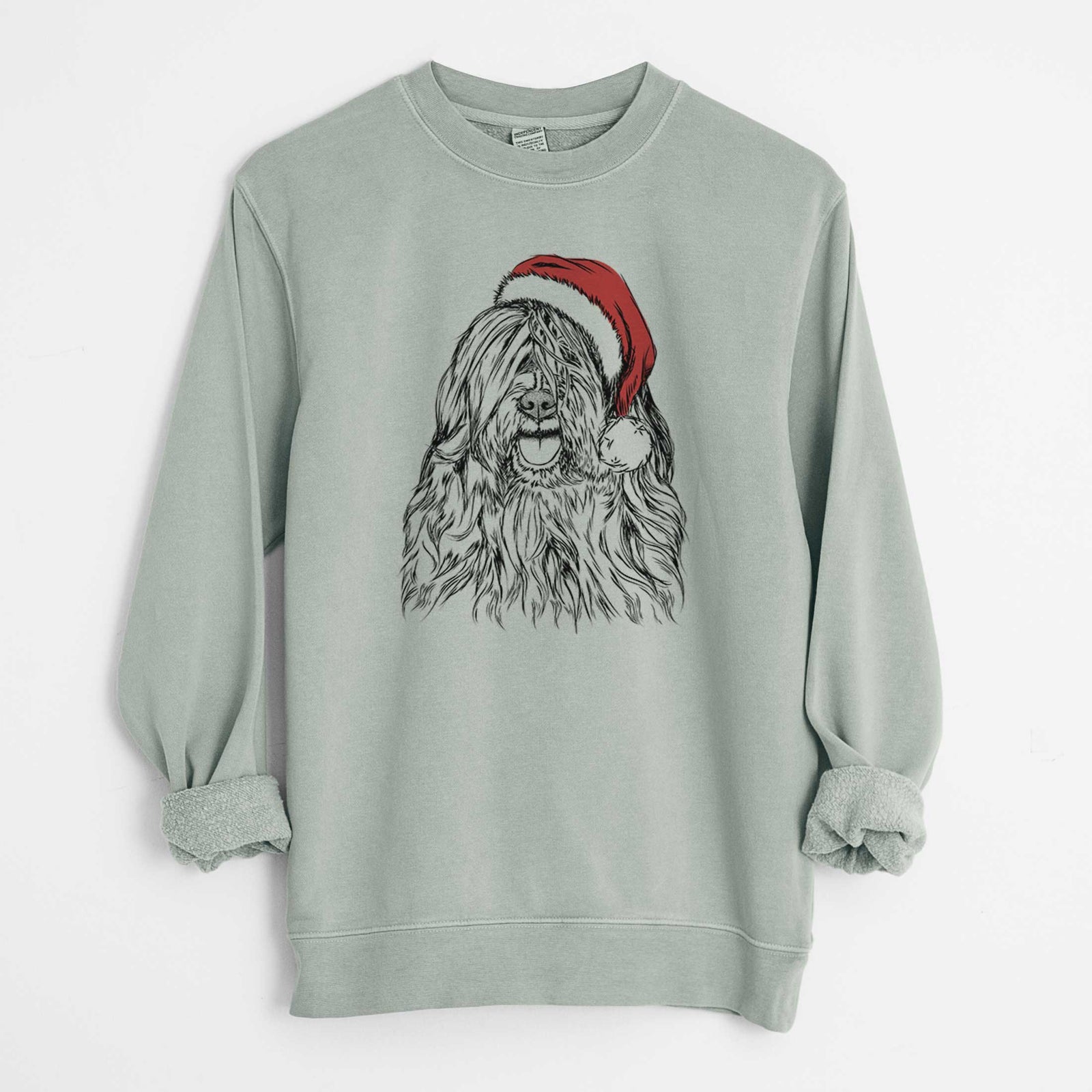 Santa Trinket the Tibetan Terrier - Unisex Pigment Dyed Crew Sweatshirt