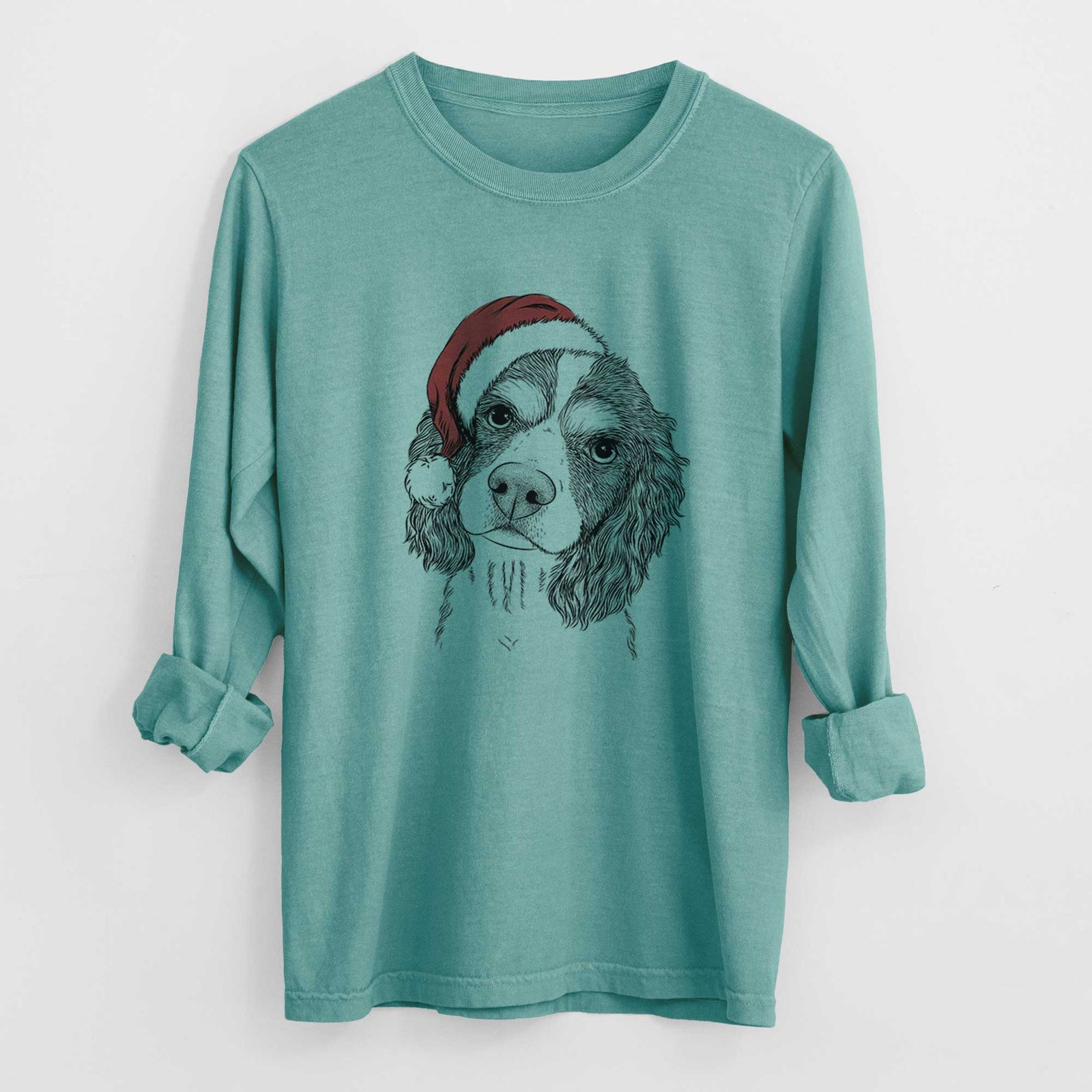 Santa Truman the Cavalier King Charles Spaniel - Heavyweight 100% Cotton Long Sleeve
