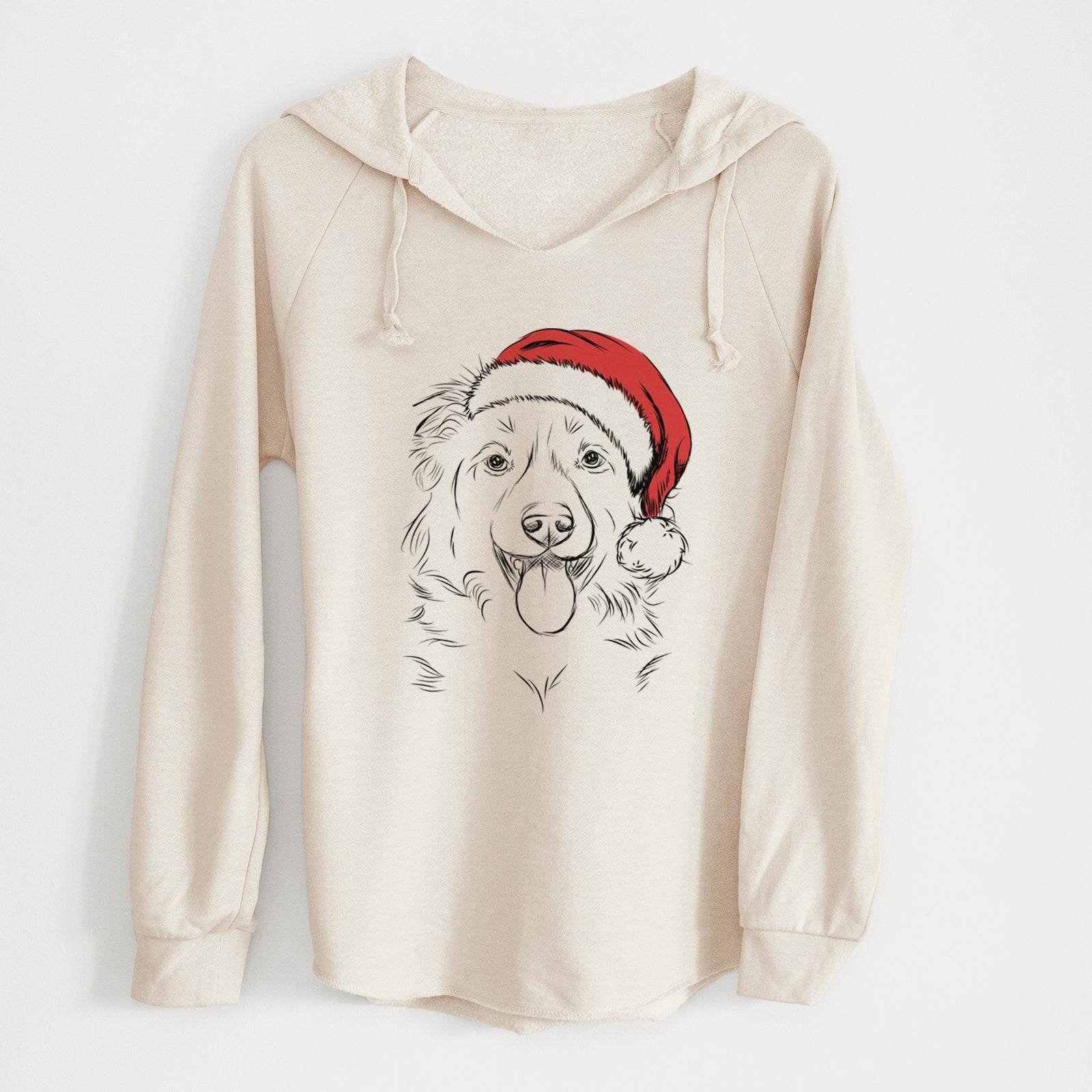 Santa Tucker the Collie Shepherd - Cali Wave Hooded Sweatshirt