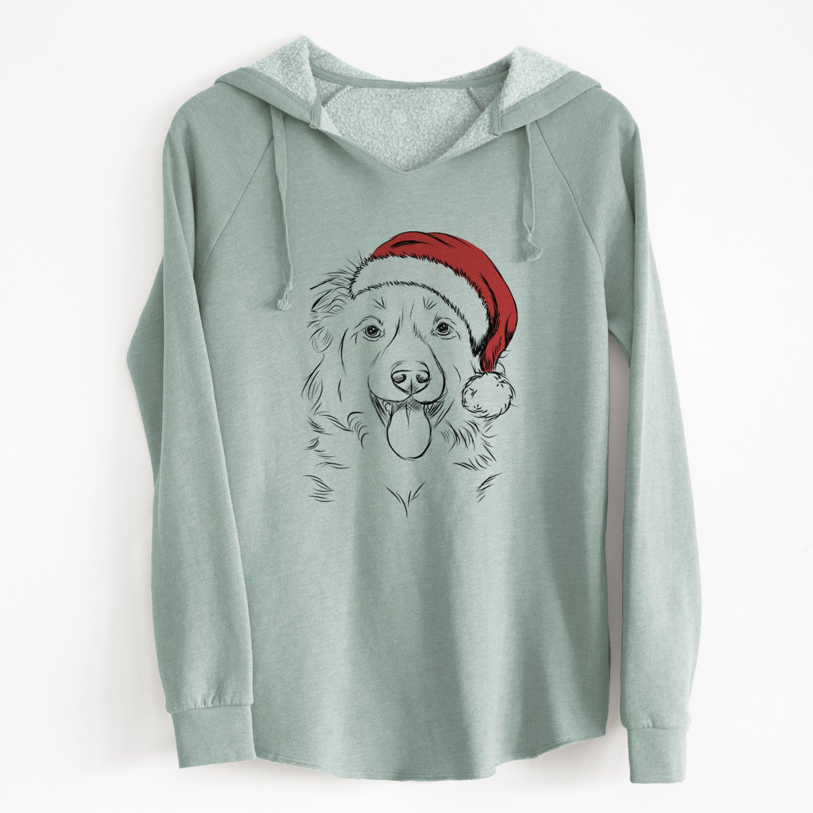 Santa Tucker the Collie Shepherd - Cali Wave Hooded Sweatshirt