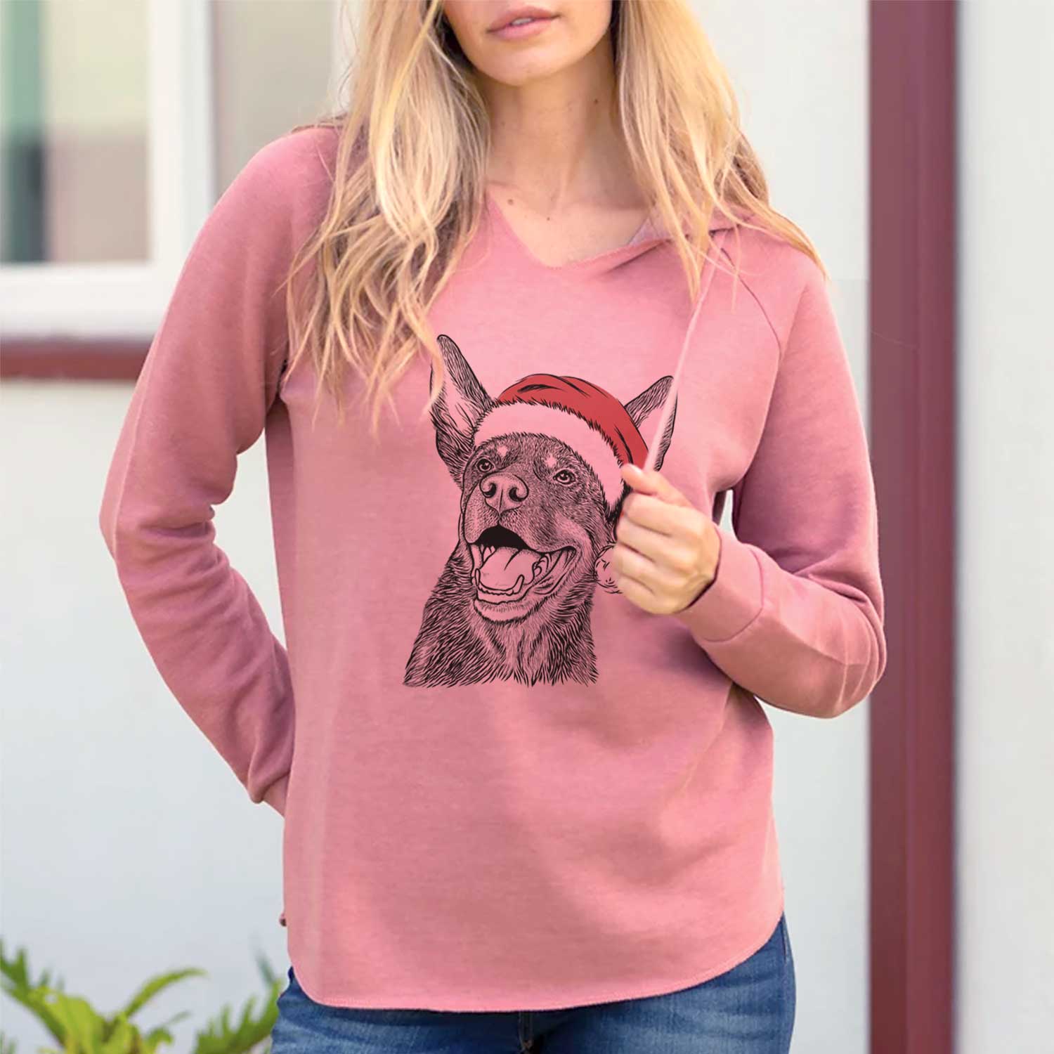 Santa Tucker the Australian Kelpie - Cali Wave Hooded Sweatshirt