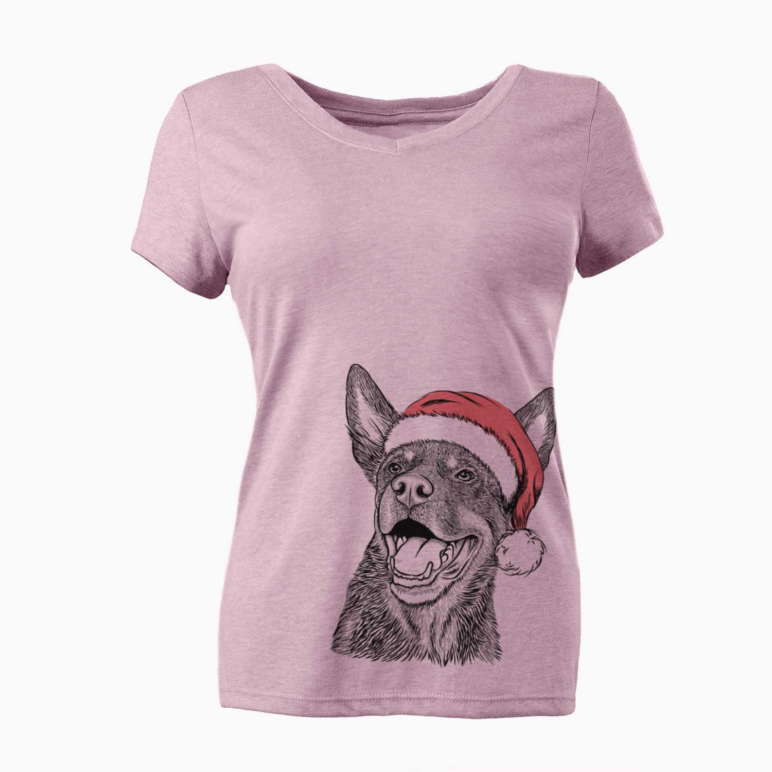 Santa Tucker the Australian Kelpie - Women's V-neck Shirt