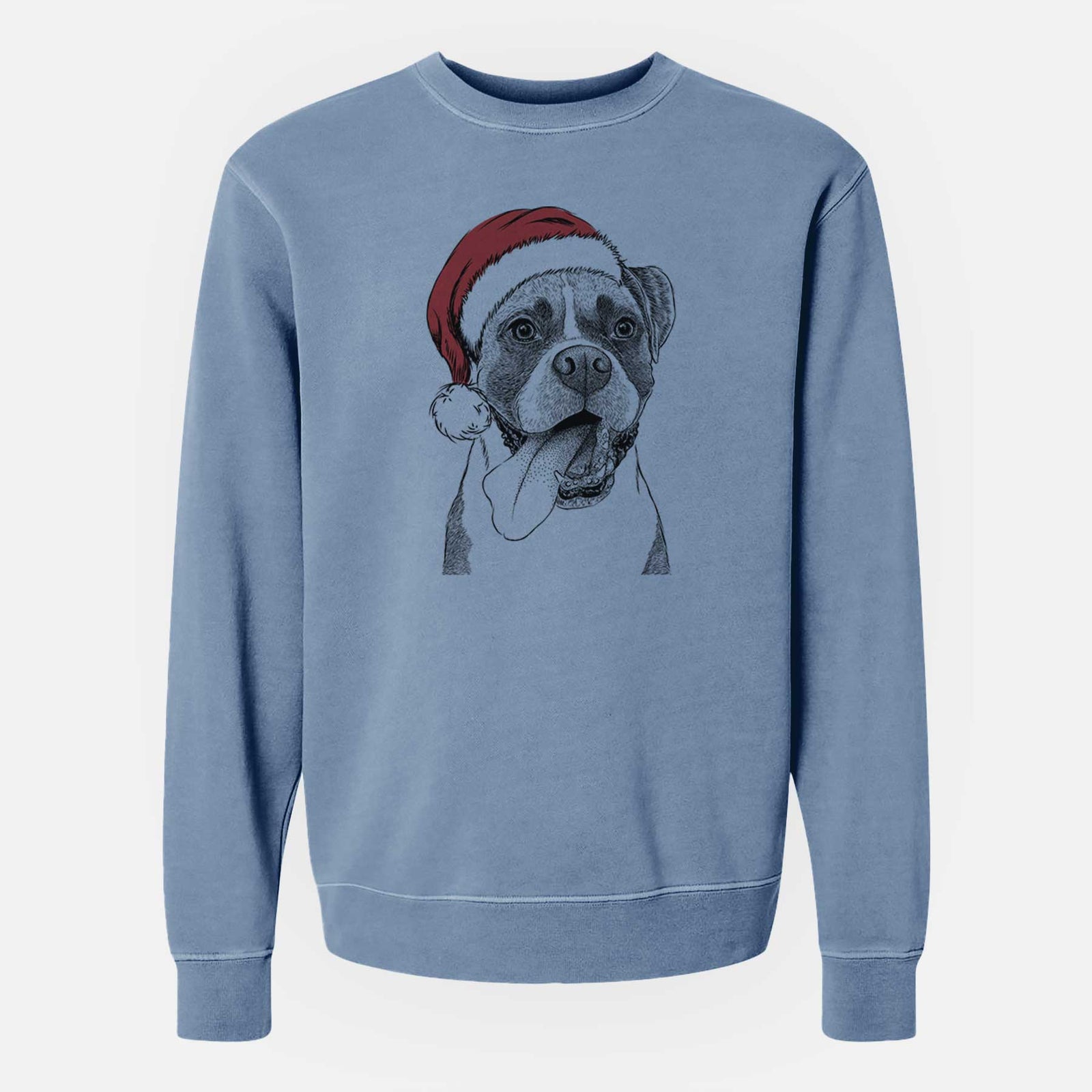Santa Tuckeroo the Boxer - Unisex Pigment Dyed Crew Sweatshirt