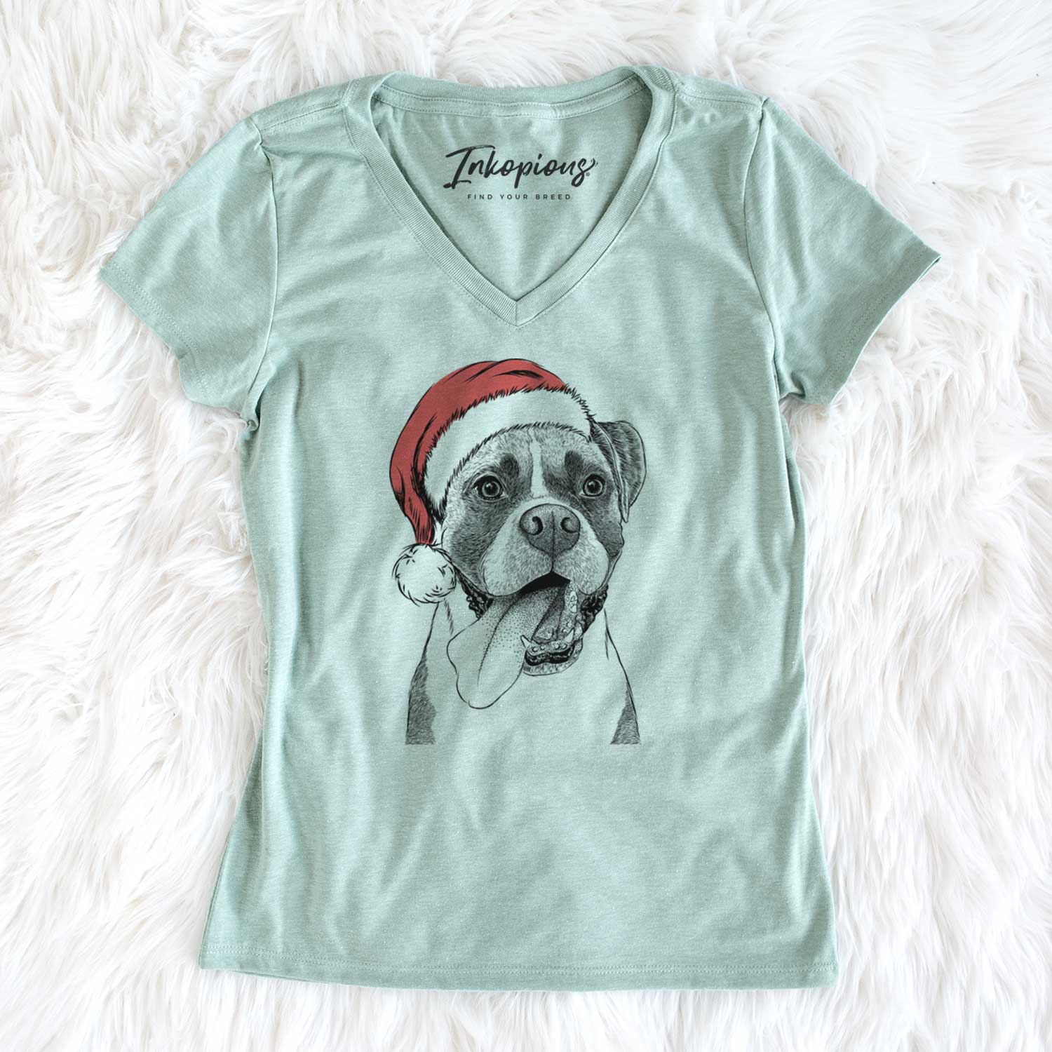 Santa Tuckeroo the Boxer - Women's V-neck Shirt