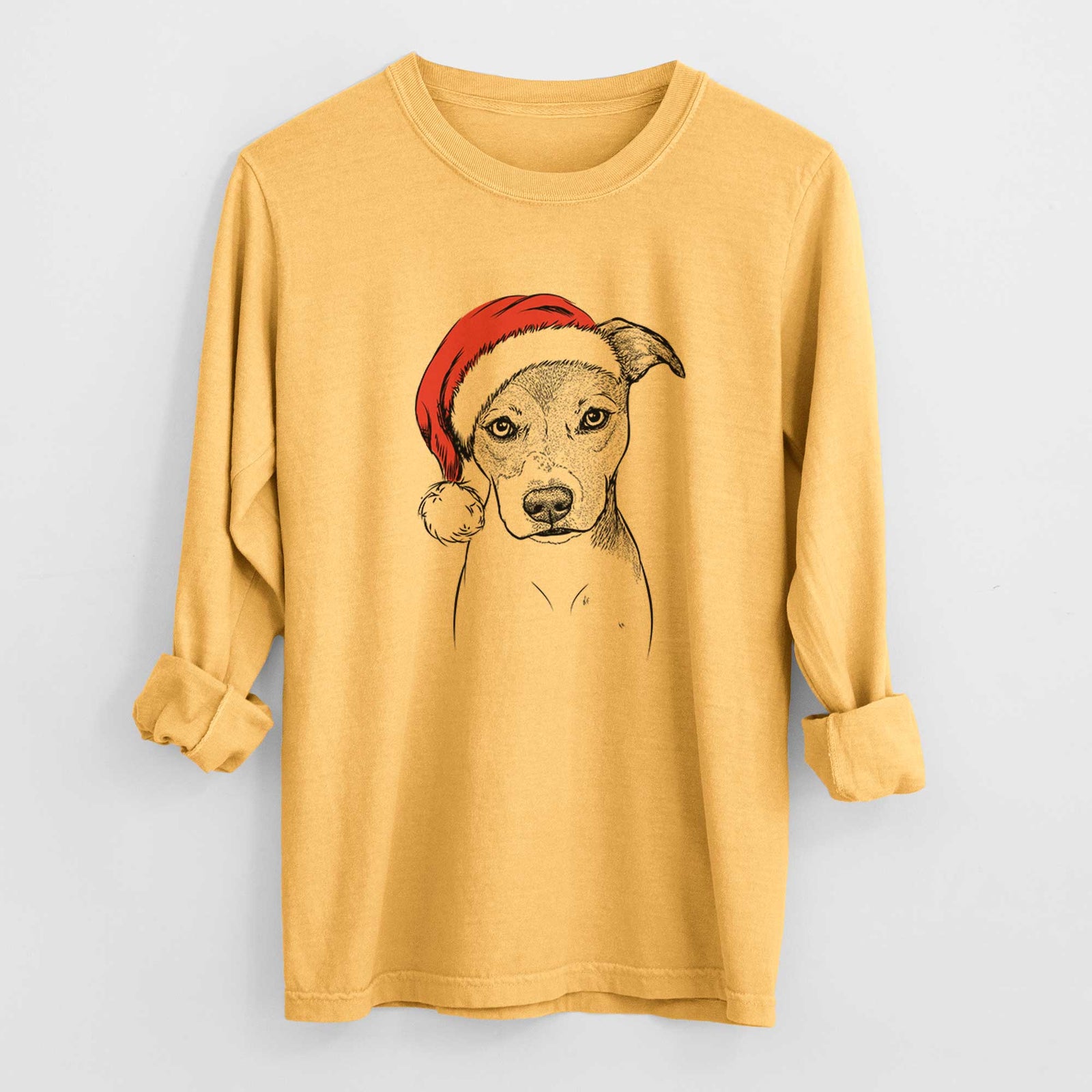 Santa Tula the American Staffordshire Terrier Heeler Mix - Heavyweight 100% Cotton Long Sleeve