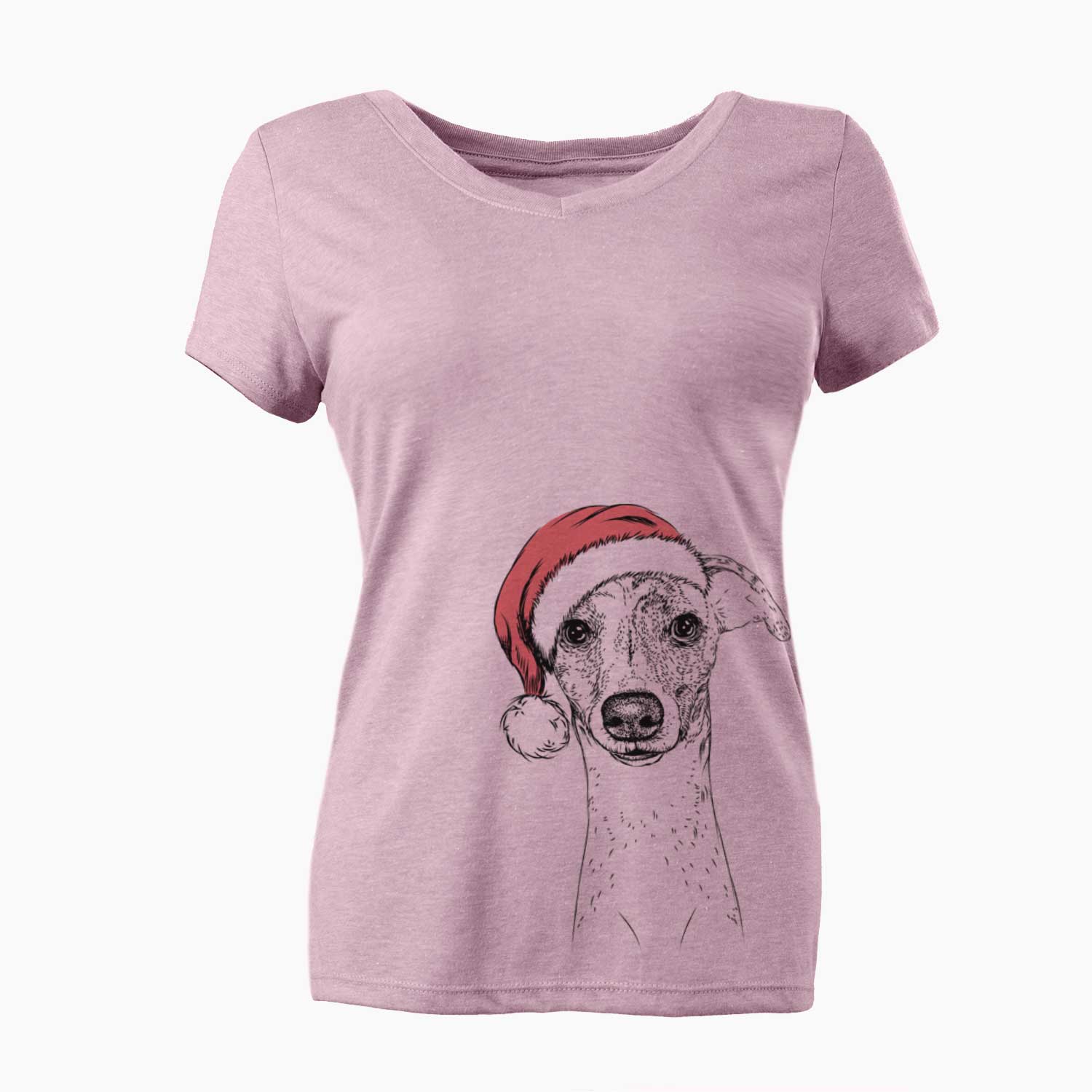 Santa Twiggy the Whippet - Women's V-neck Shirt